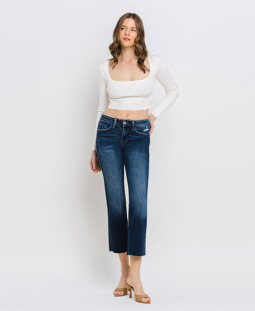 Front product images of Meticulously - Mid Rise Crop Straight Jeans