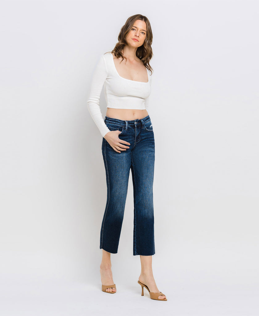 Right 45 degrees product image of Meticulously - Mid Rise Crop Straight Jeans