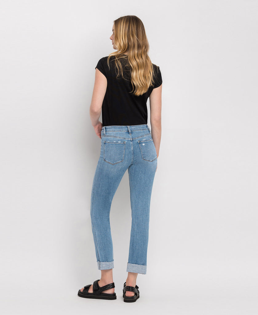 Back product images of Janet - Mid Rise Cuffed Cropped Straight Jeans