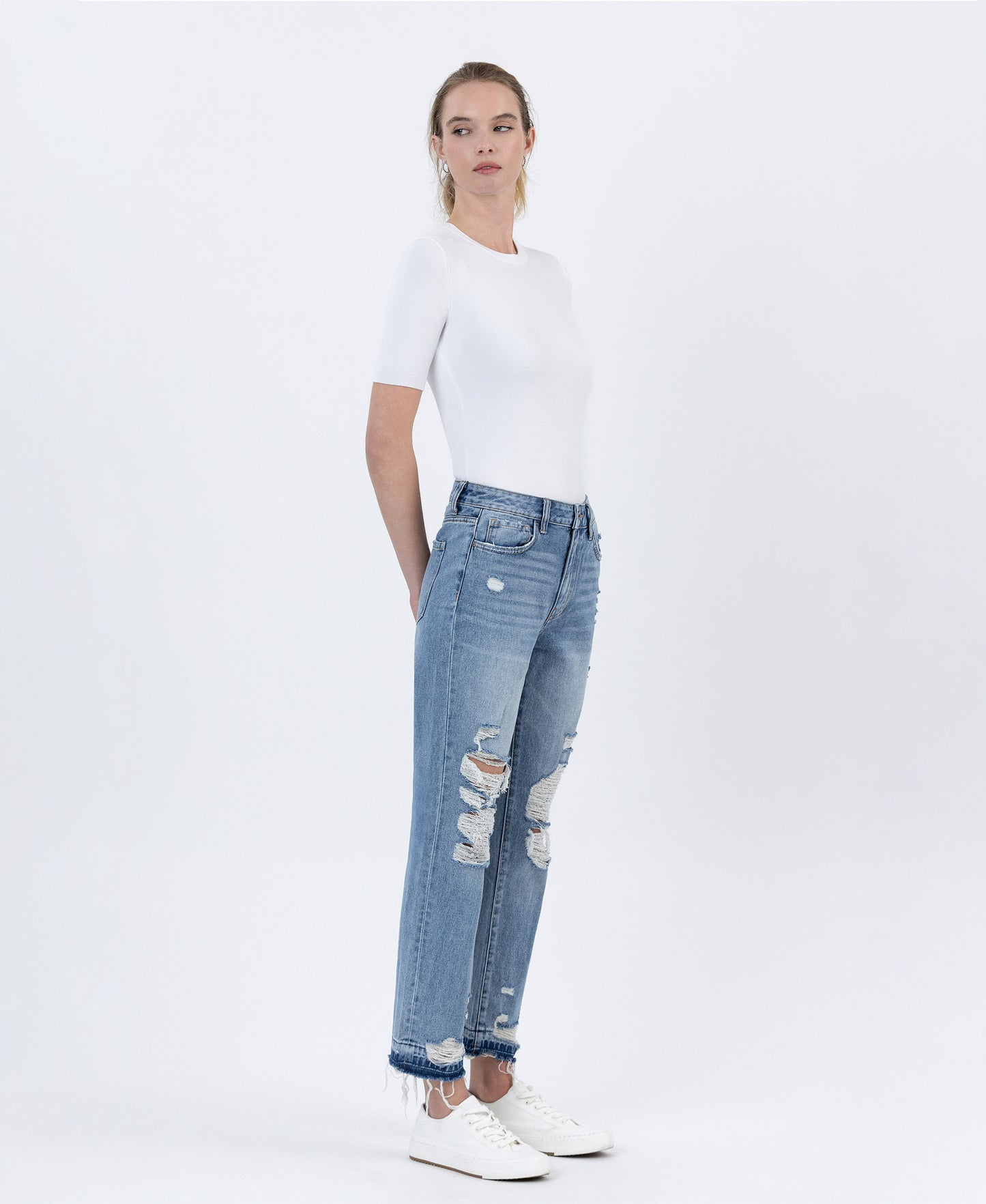 Right 45 degrees product image of Loveland - High Rise Released Hem Crop Straight Jeans