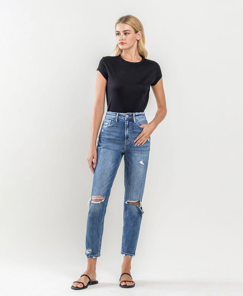 Front product images of Last Night - Distressed Stretch Mom/Boyfriend Jeans