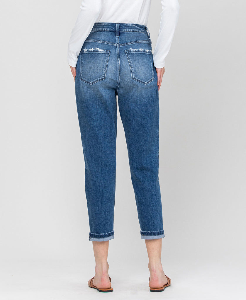 Back product images of Caspian - Cuffed Stretch Boyfriend Jeans