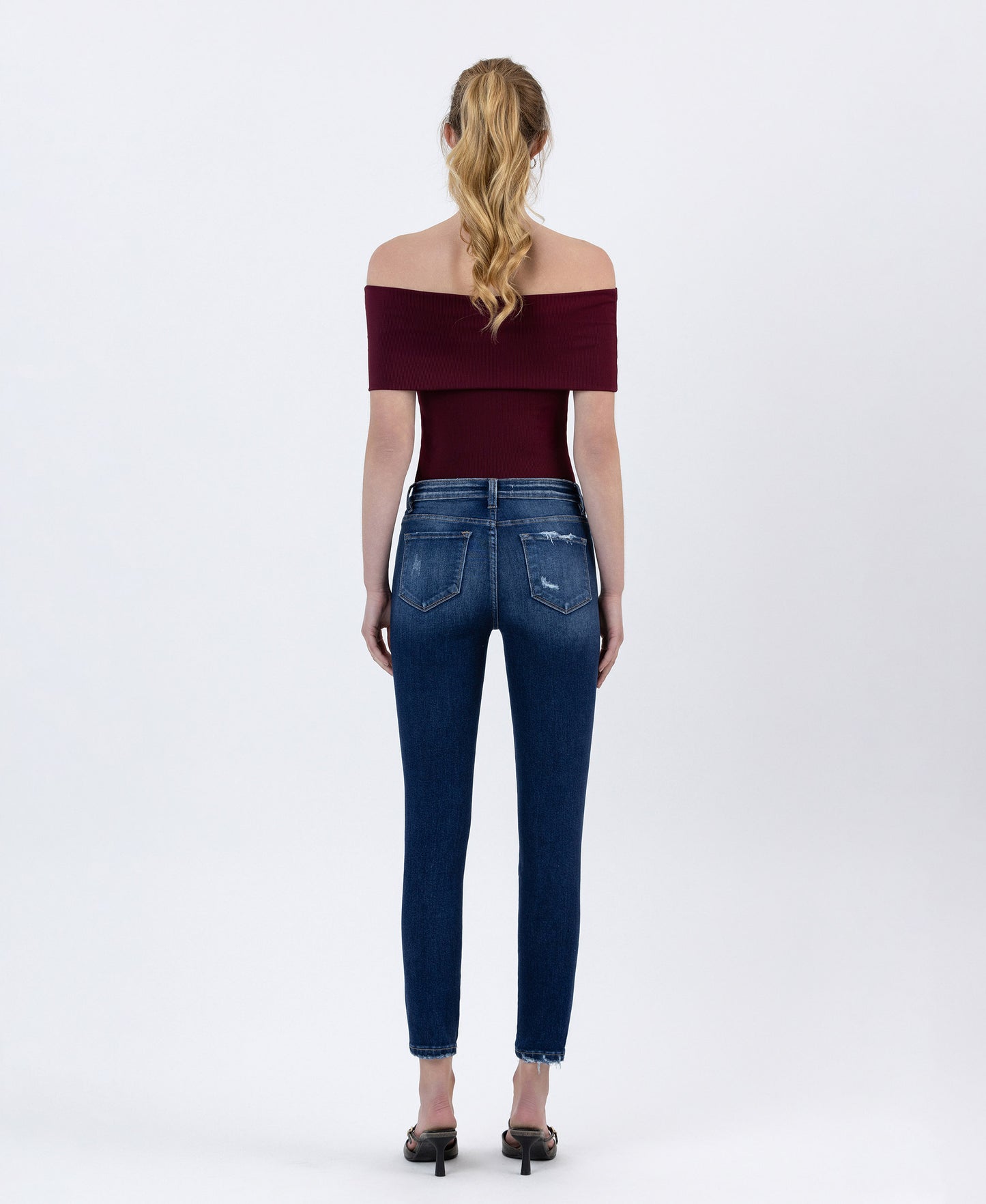 Back product images of Catch the Breeze - High Rise Forward Out seam Crop Skinny Jeans