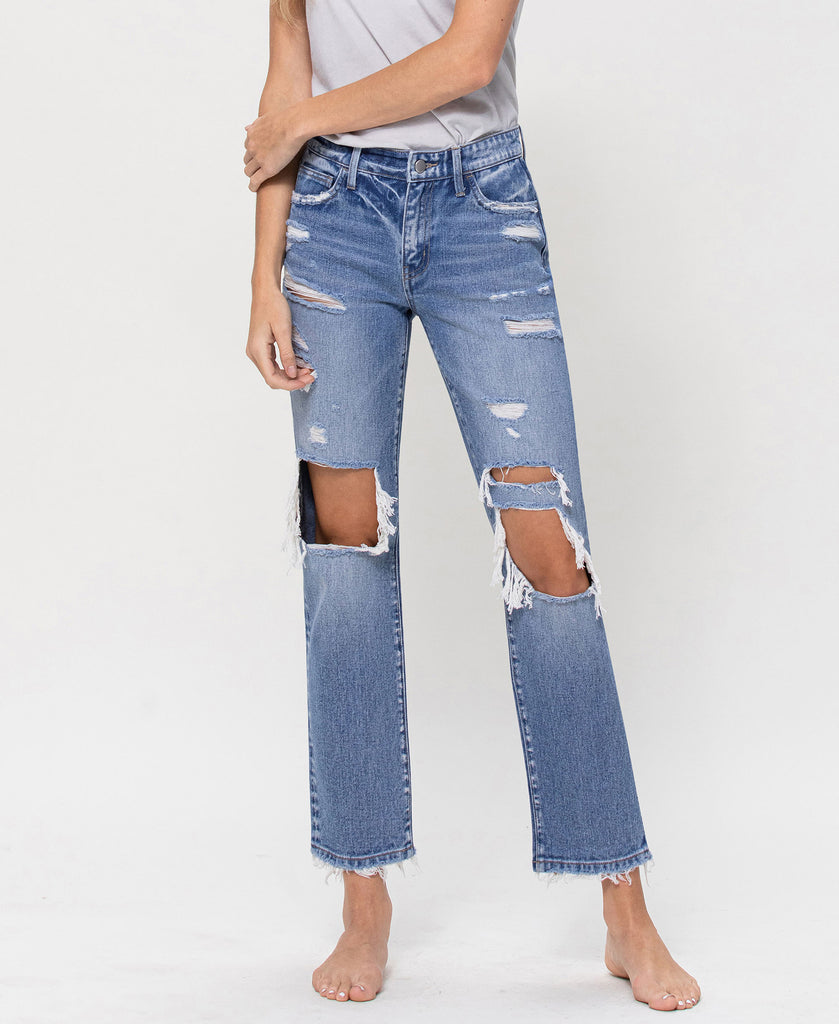 Front product images of Brighten - High Rise Crop Straight Jeans