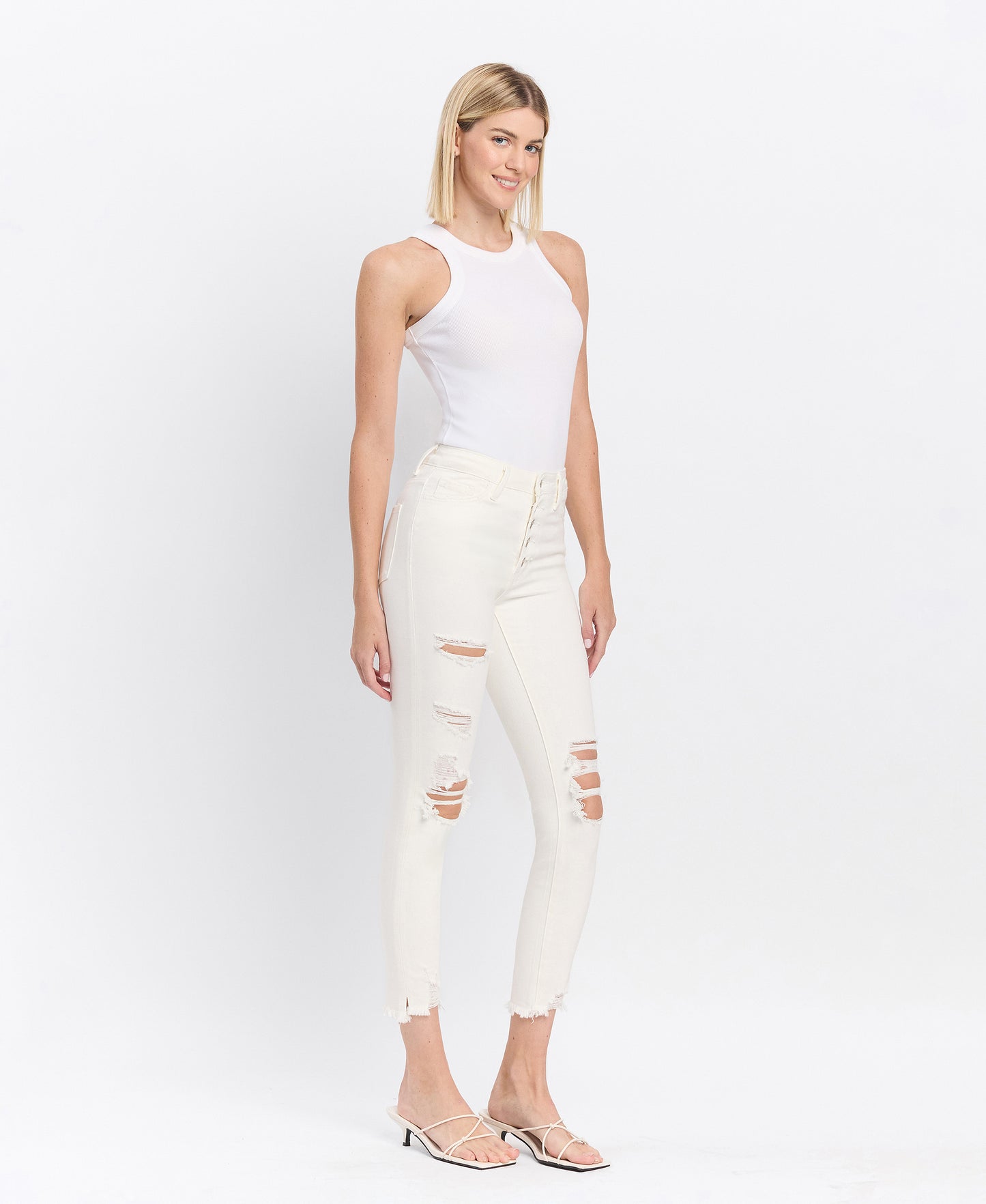 Right 45 degrees product image of Exhilaration - High Rise Button Up Skinny Jeans