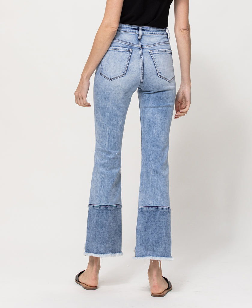Back product images of The Pond - High Rise Ankle Flare Jeans with Contrast Panels and Step Hem