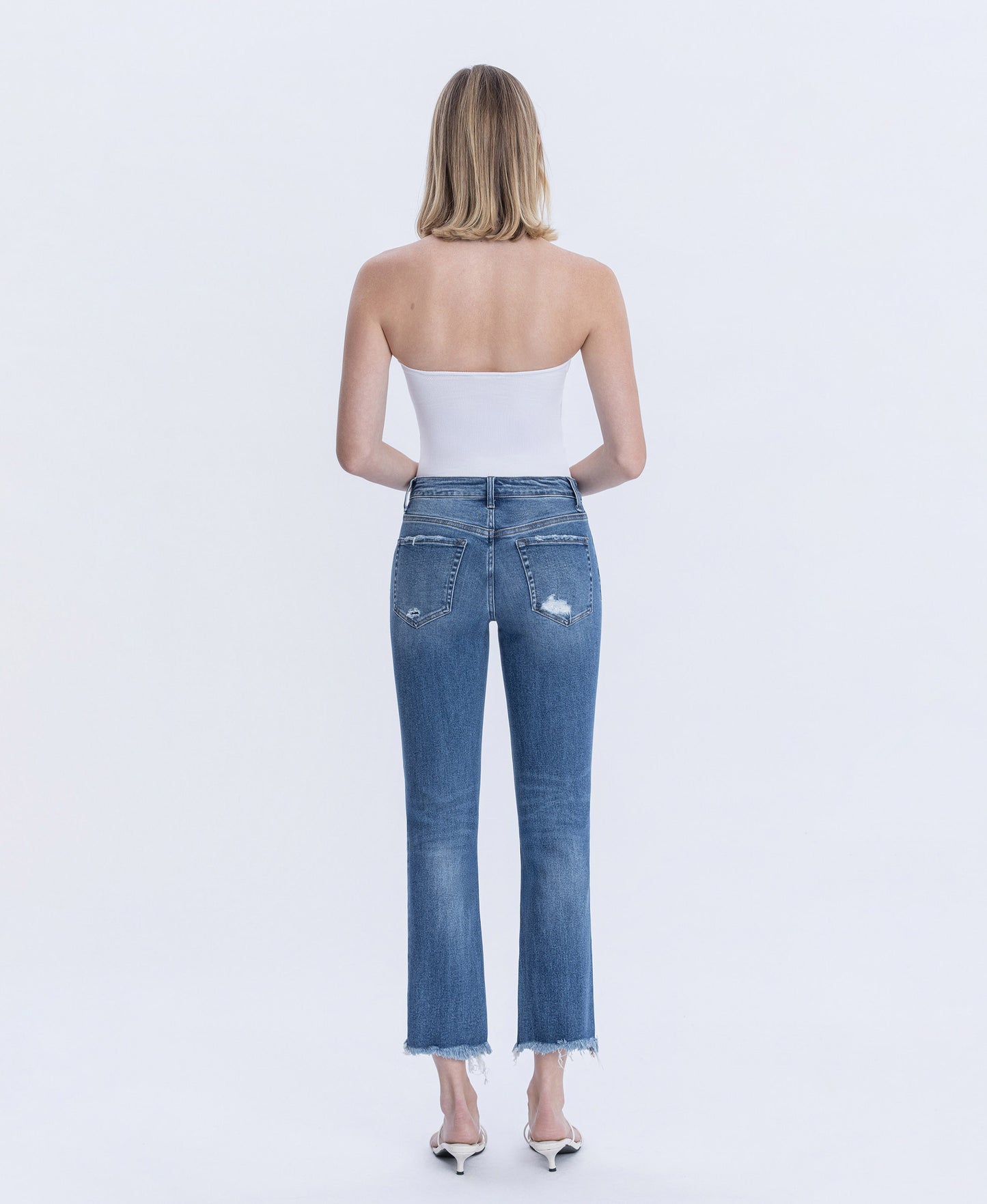 Back product images of Congenial - Mid Rise Crop Slim Straight Jeans