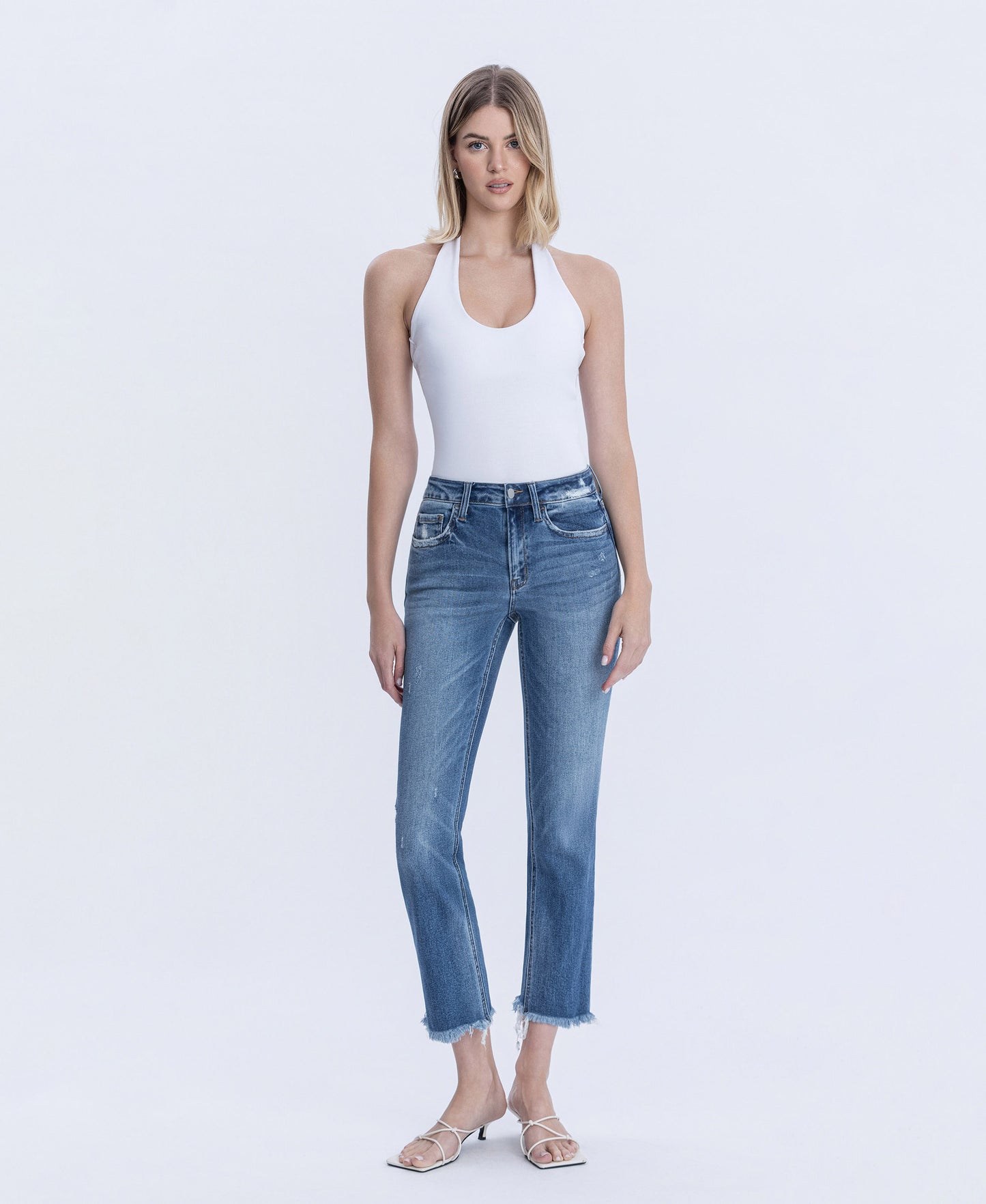 Front product images of Congenial - Mid Rise Crop Slim Straight Jeans
