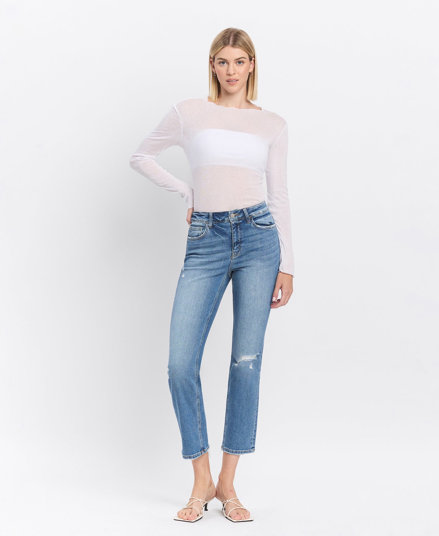 Front product images of Excellant - High Rise Slim Straight Jeans