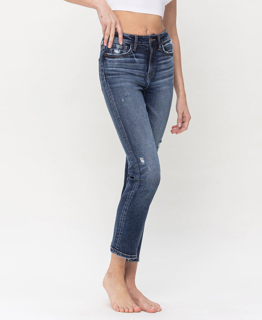 Right 45 degrees product image of Benefactor - High Rise Ankle Slim Straight Jeans