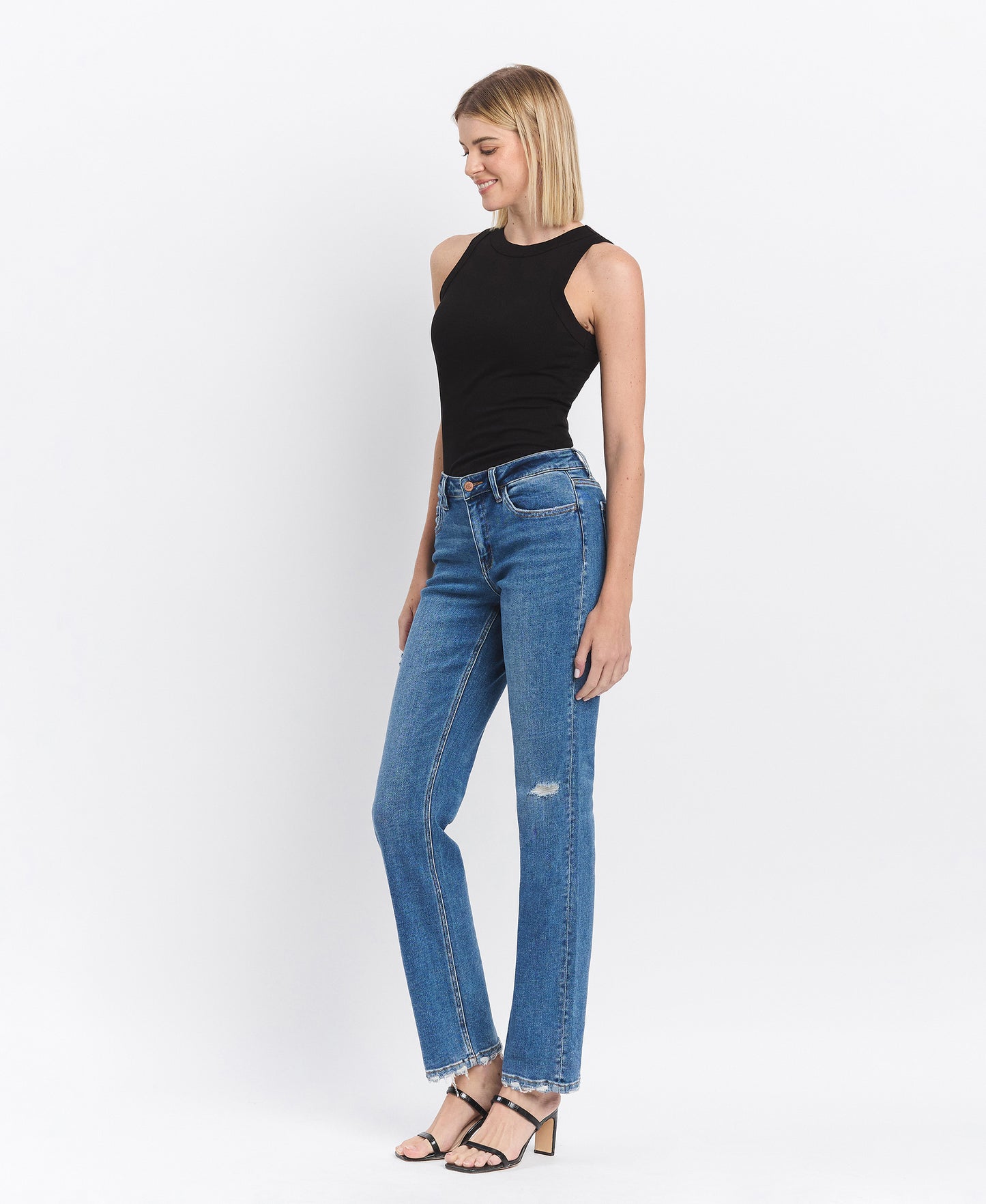 Left 45 degrees product image of Dumbfounding - Mid Rise Regular Straight Jeans