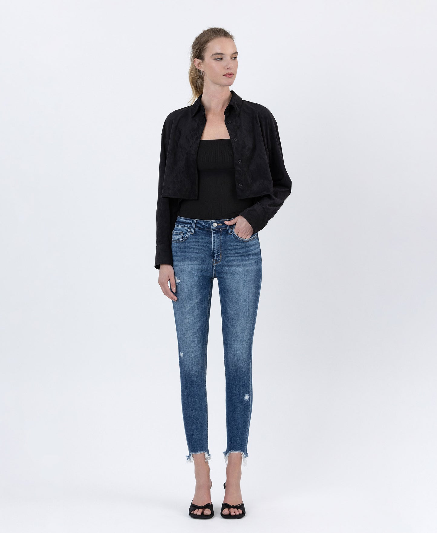 Front product images of Counter Attack - High Rise Crop Skinny Jeans