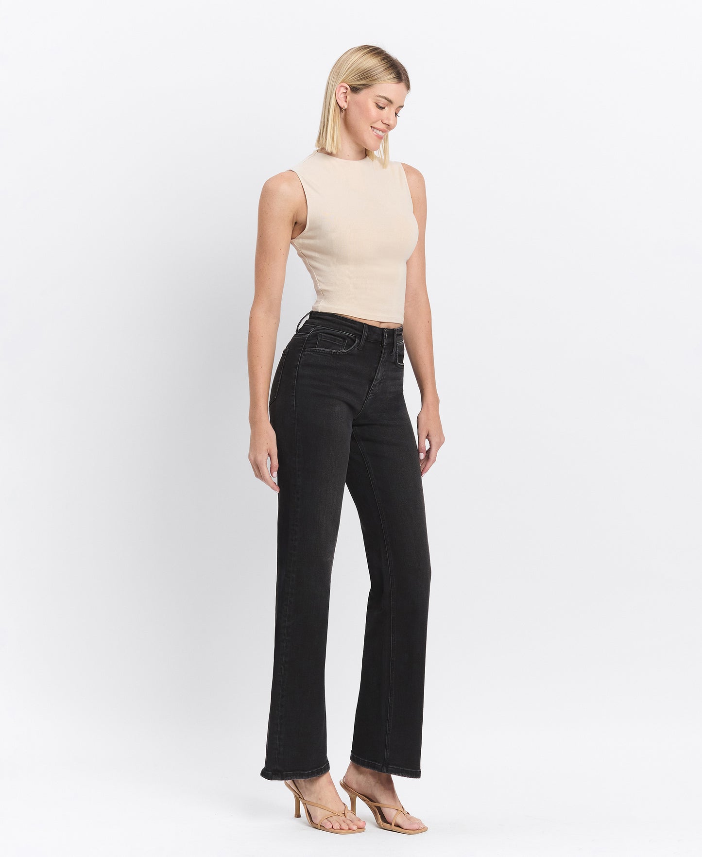 Right 45 degrees product image of Encourage - High Rise Loose Fit Wide Jeans