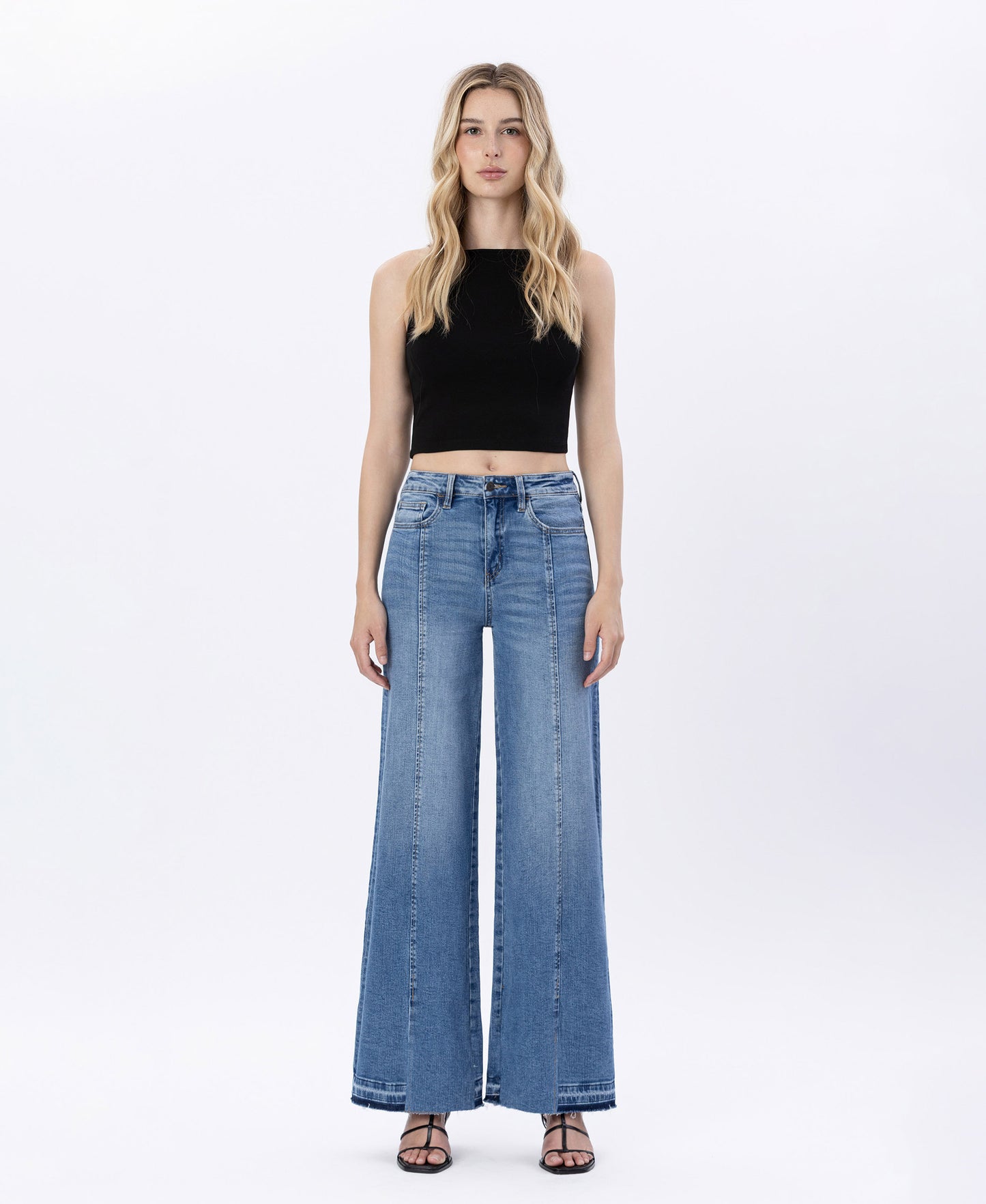 Front product images of Resolute - Super High Rise Split Seam Wide Leg Jeans