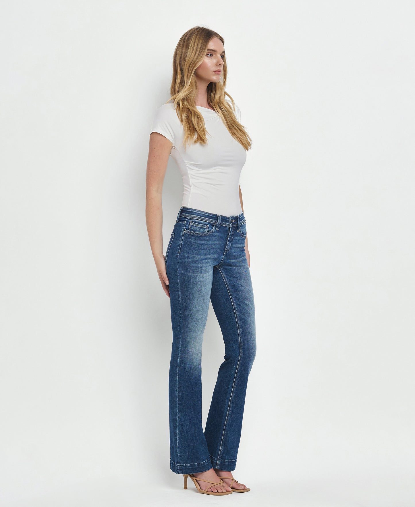 Right 45 degrees product image of Awesomely - Low Rise Back Yoke Bootcut Jeans