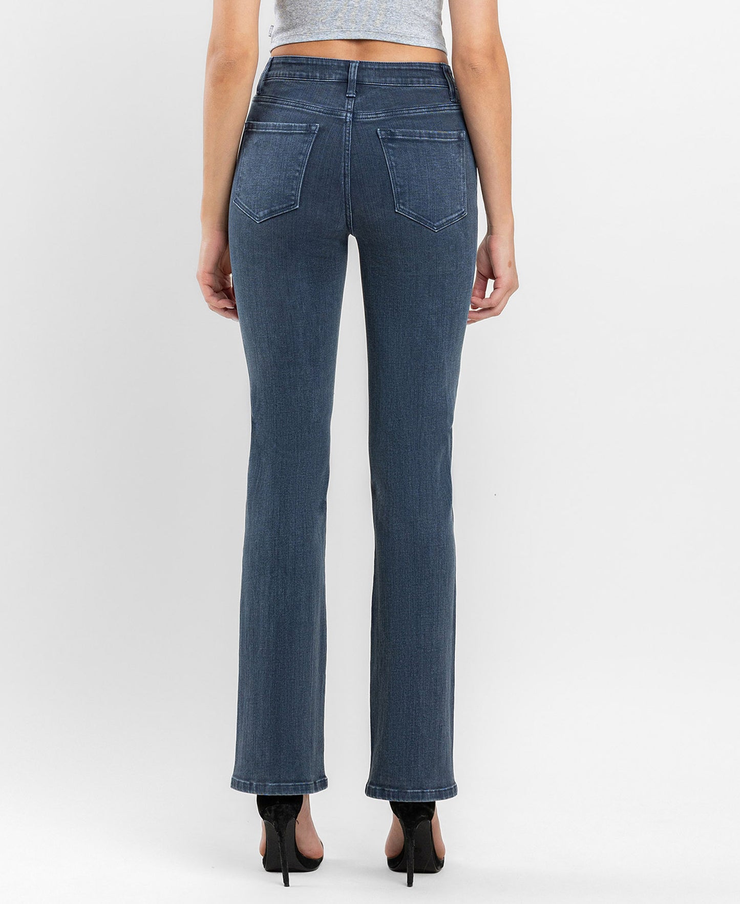 Back product images of Majolica Blue - High Rise Bootcut Jeans