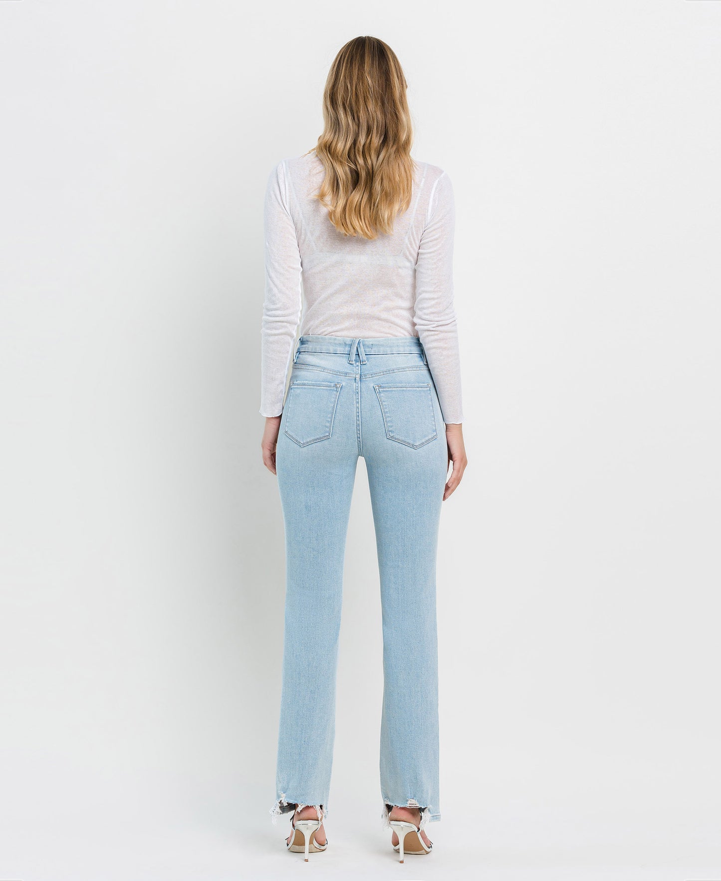 Back Well Connected - High Rise Distressed Hem Bootcut Jeans