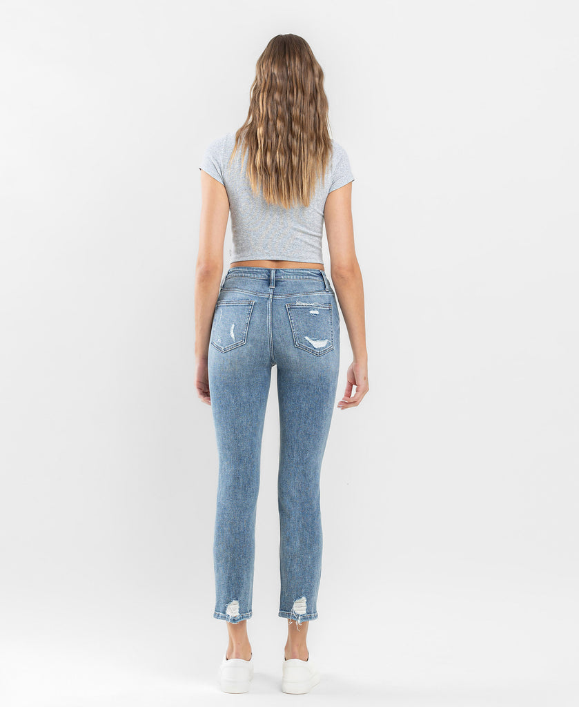 Back product images of Soundness - High Rise Distressed Crop Slim Straight Jeans