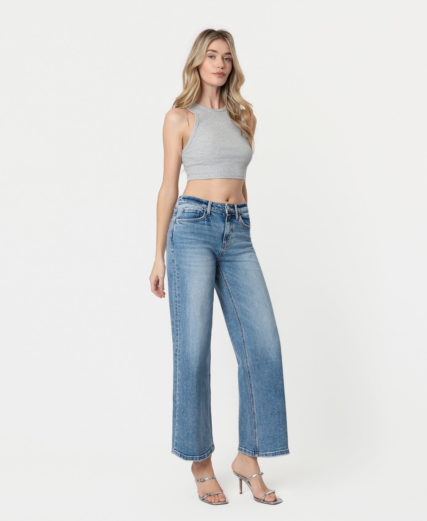 Right 45 degrees product image of Elbe River - High Rise Wide Leg Jeans