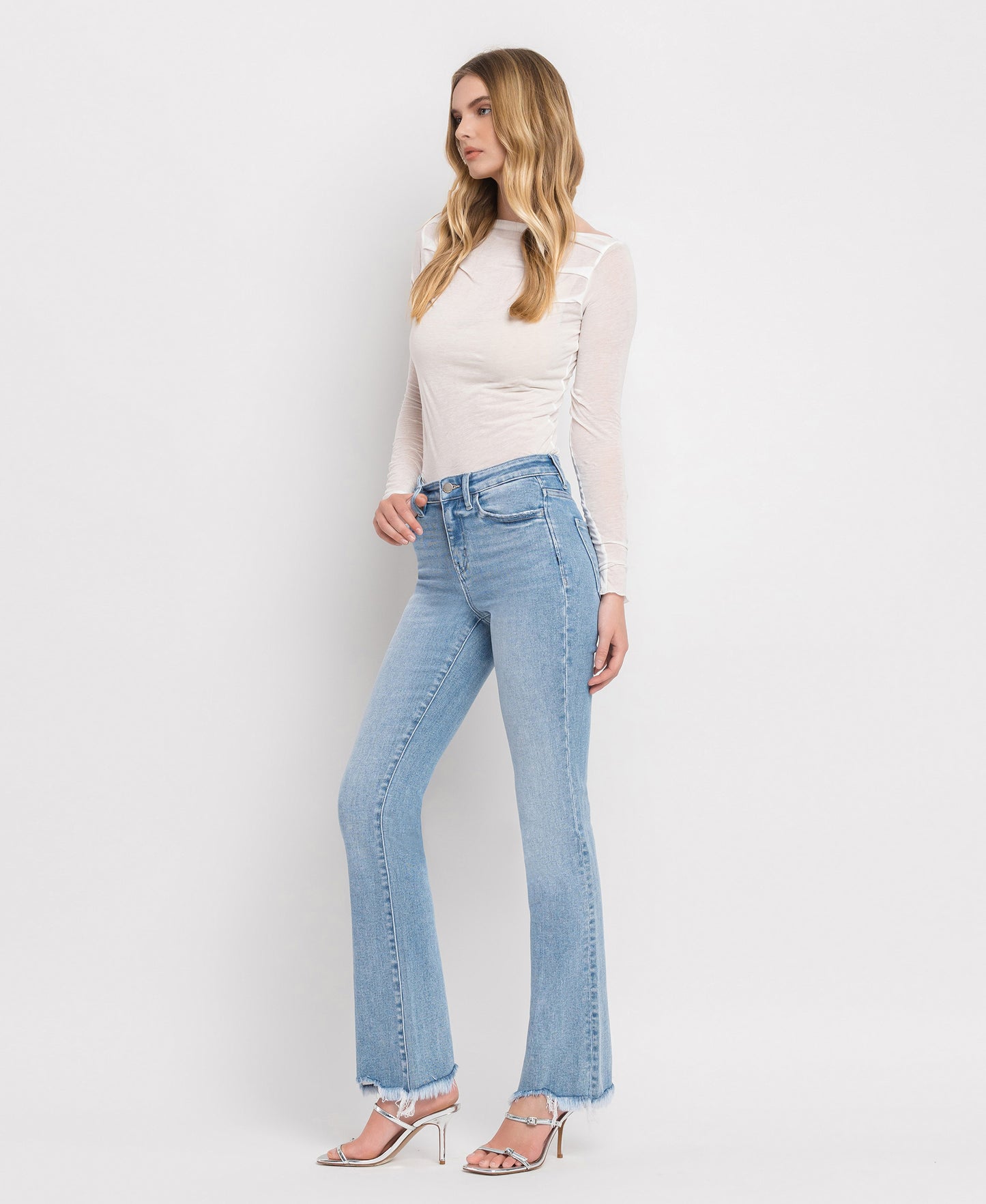 Left 45 degrees product image of Blue Flame - High Rise Mini Bootcut Jeans