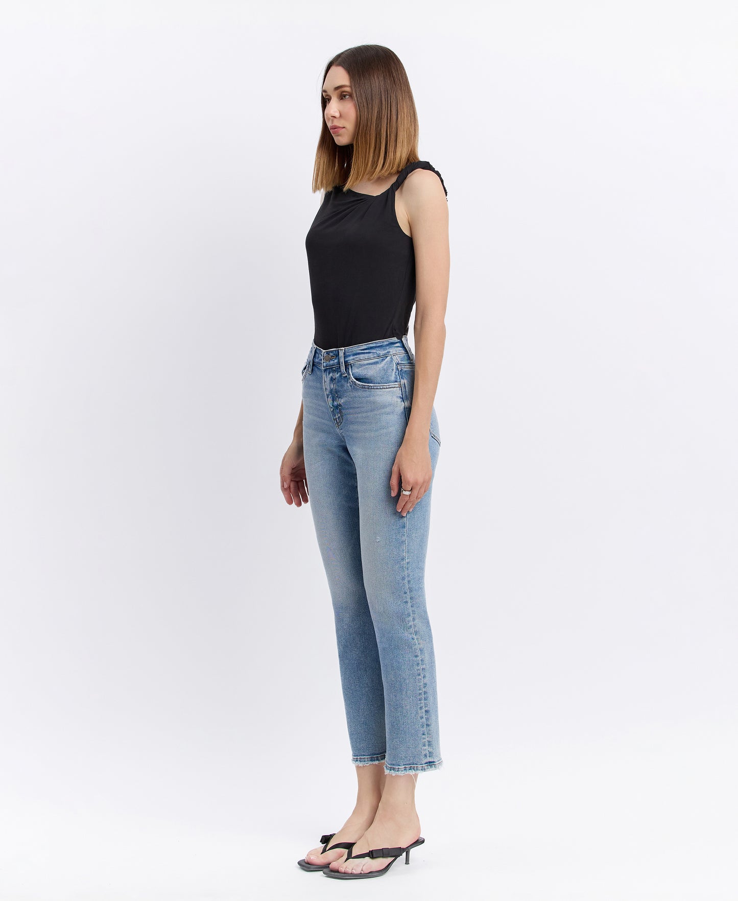Left 45 degrees product image of Sweetheart- High Rise Regular Straight Jeans