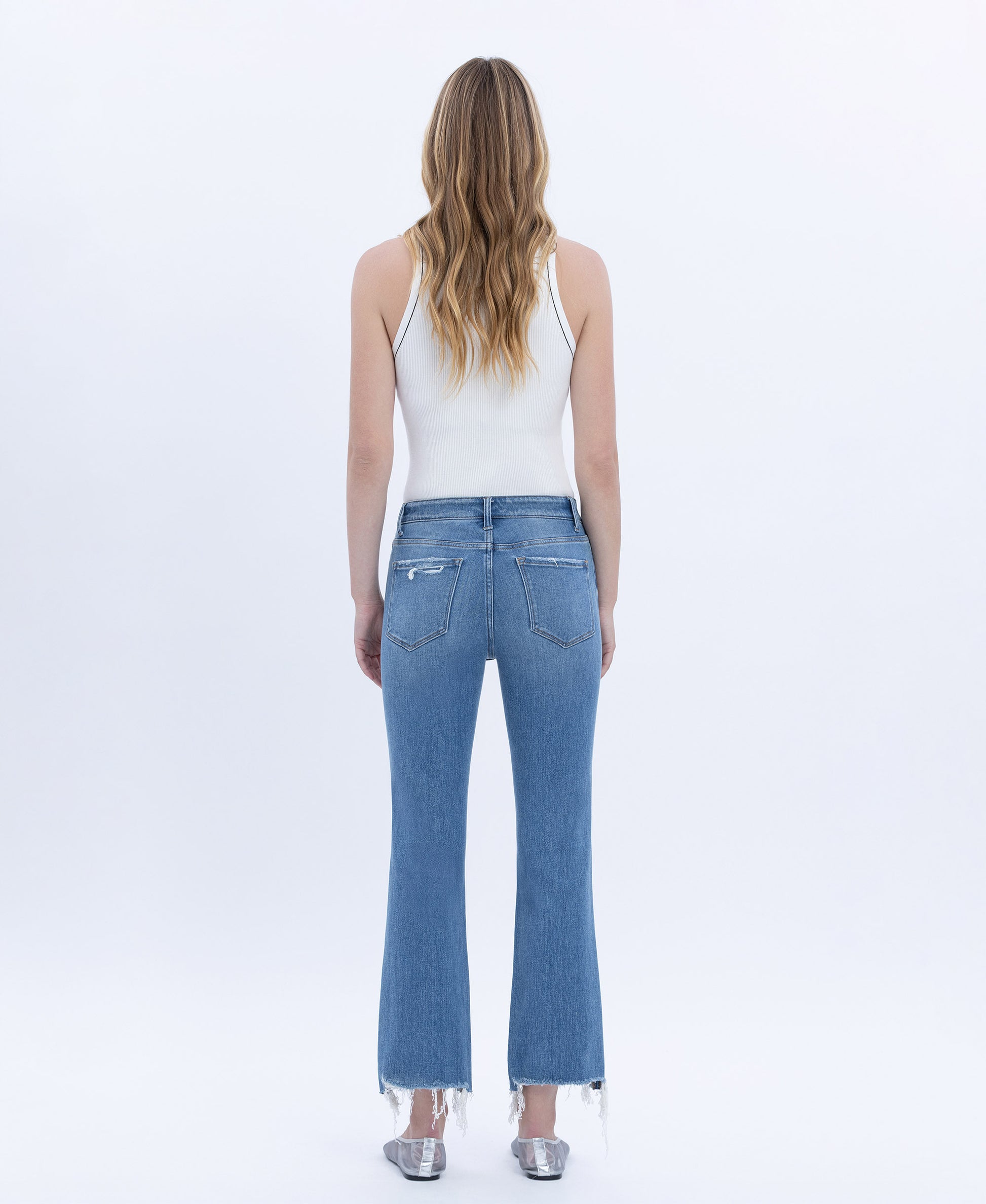 Back product images of Panoramic - High Rise Distressed Hem Kick Flare Jeans