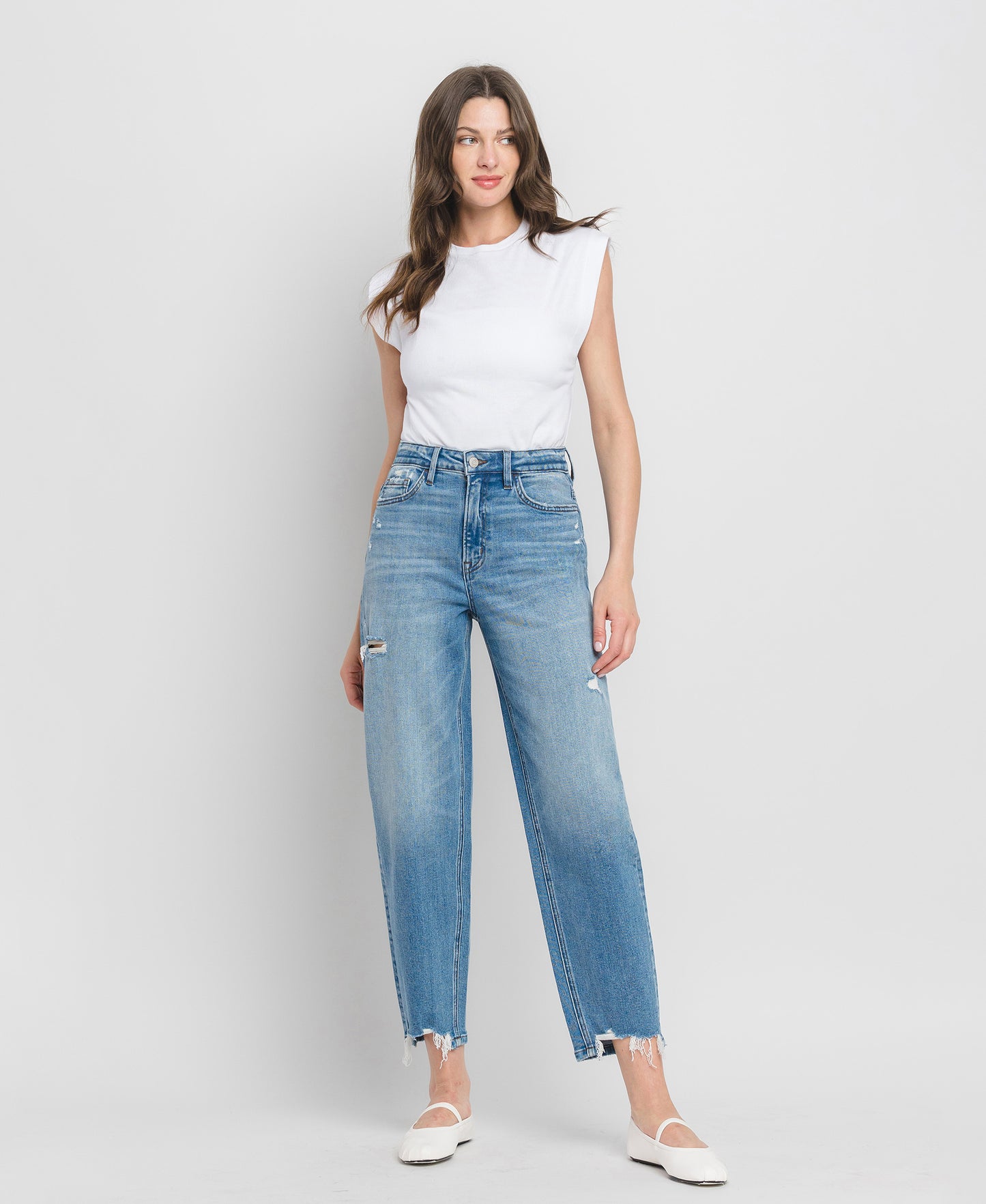 Front product images of Poise - Super High Rise Barrel Leg Jeans