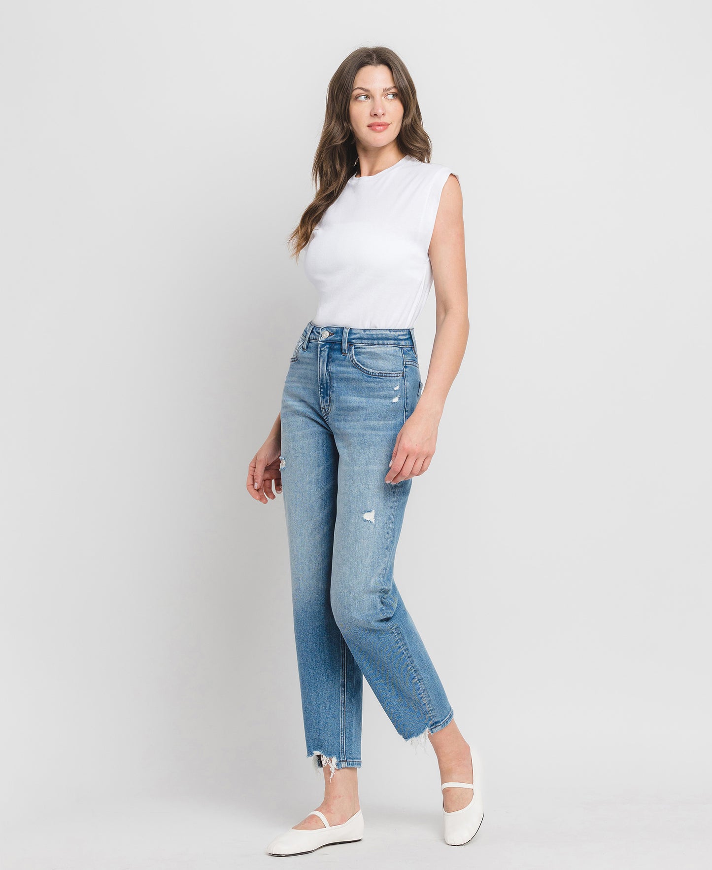 Left 45 degrees product image of Poise - Super High Rise Barrel Leg Jeans