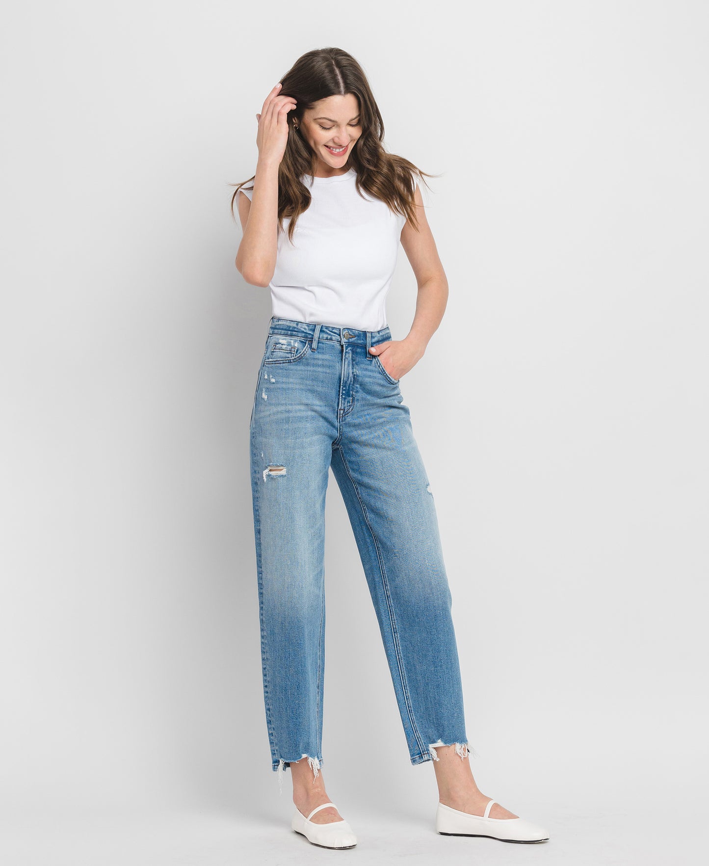 Right side product images of Poise - Super High Rise Barrel Leg Jeans