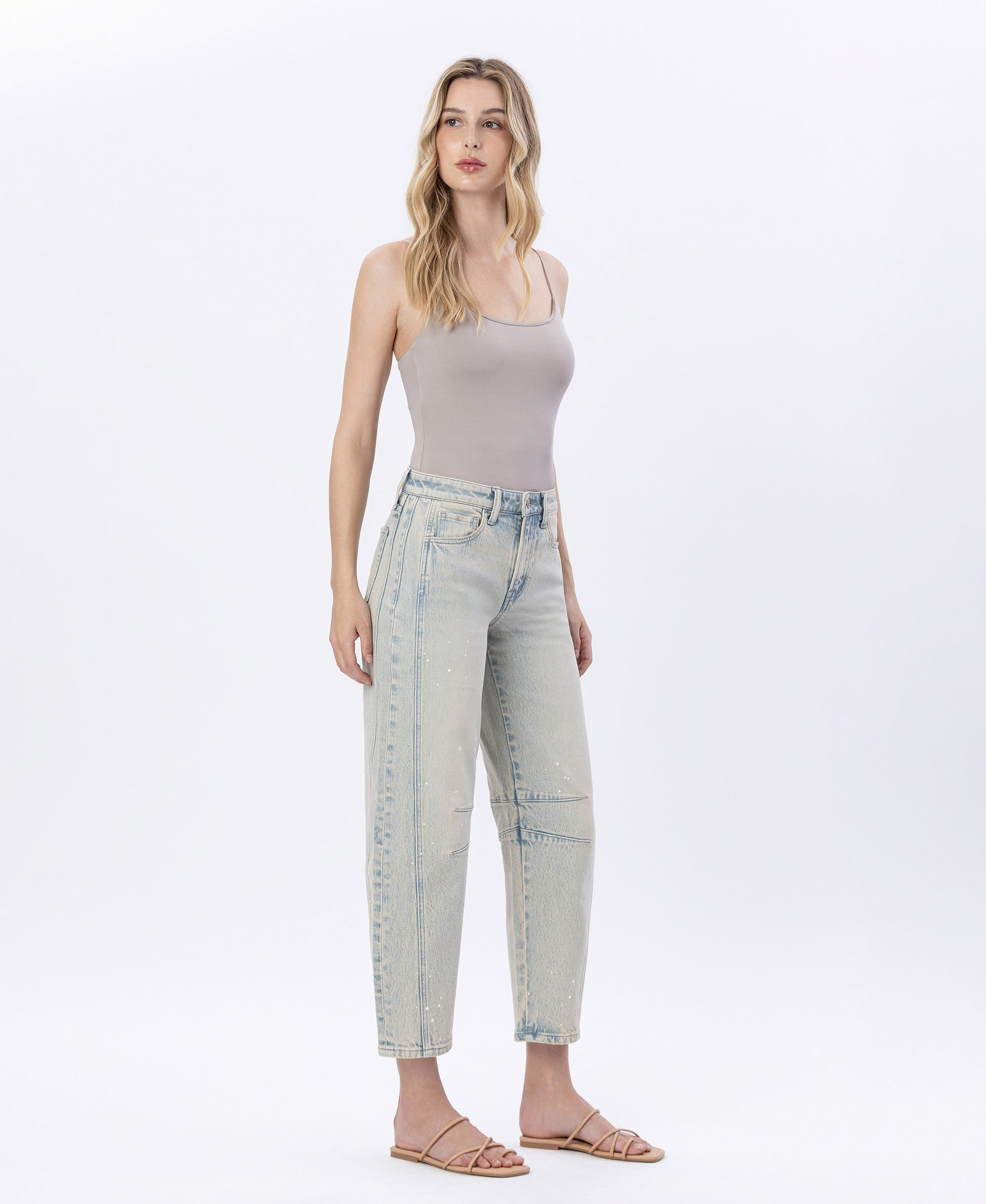 Right 45 degrees product image of Handier - High Rise Barrel Leg Jeans