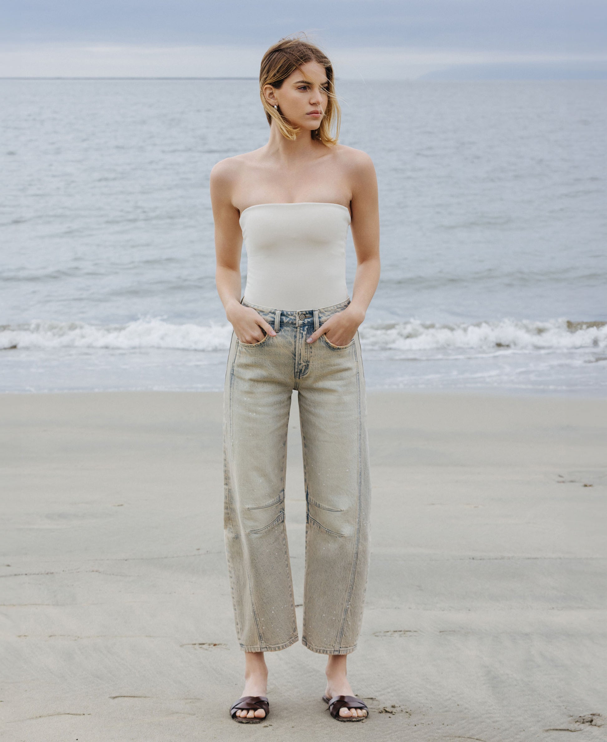 editorial image of Handier - High Rise Barrel Leg Jeans