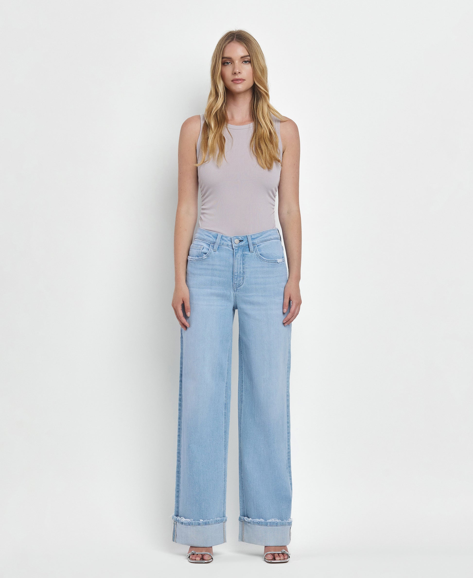 Front product images of Intrepid - Super High Rise Cuffed Baggy Wide Leg Jeans