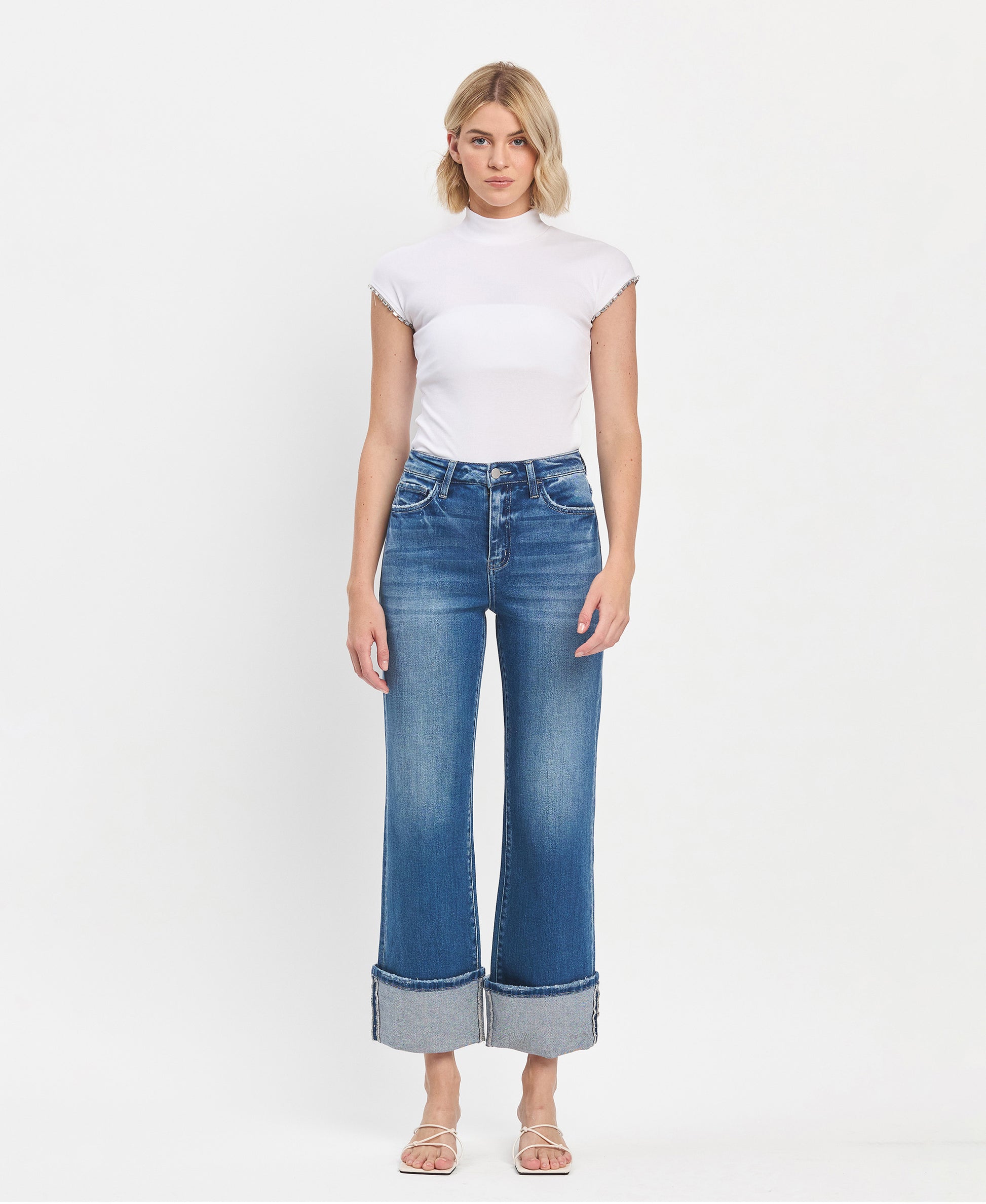 Front product images of Blue Fairy - Super High Rise 90's Vintage Cuffed Flare Jeans