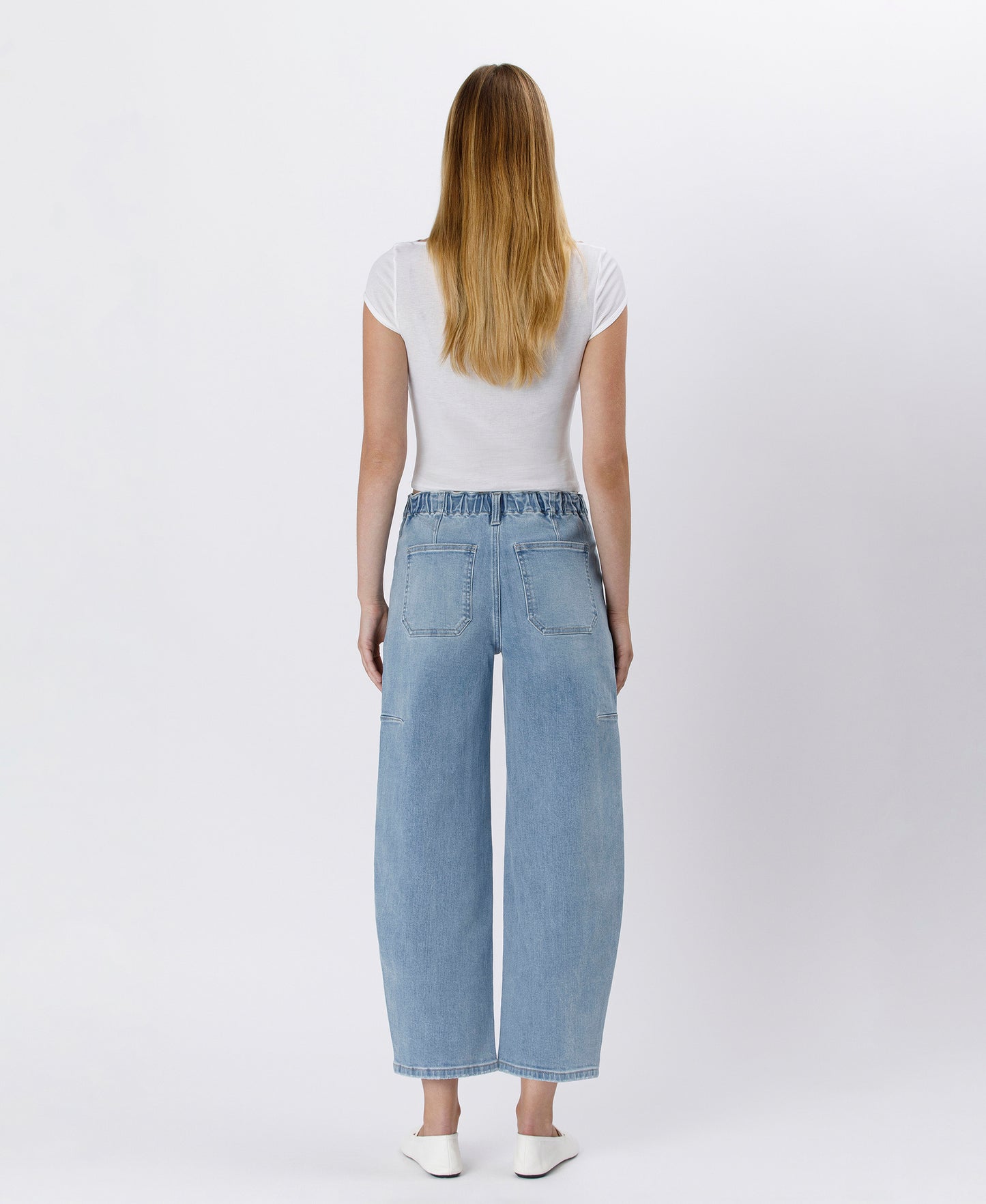 Back product images of Accomplishments - Super High Rise Elastic Band Barrel Leg Jeans