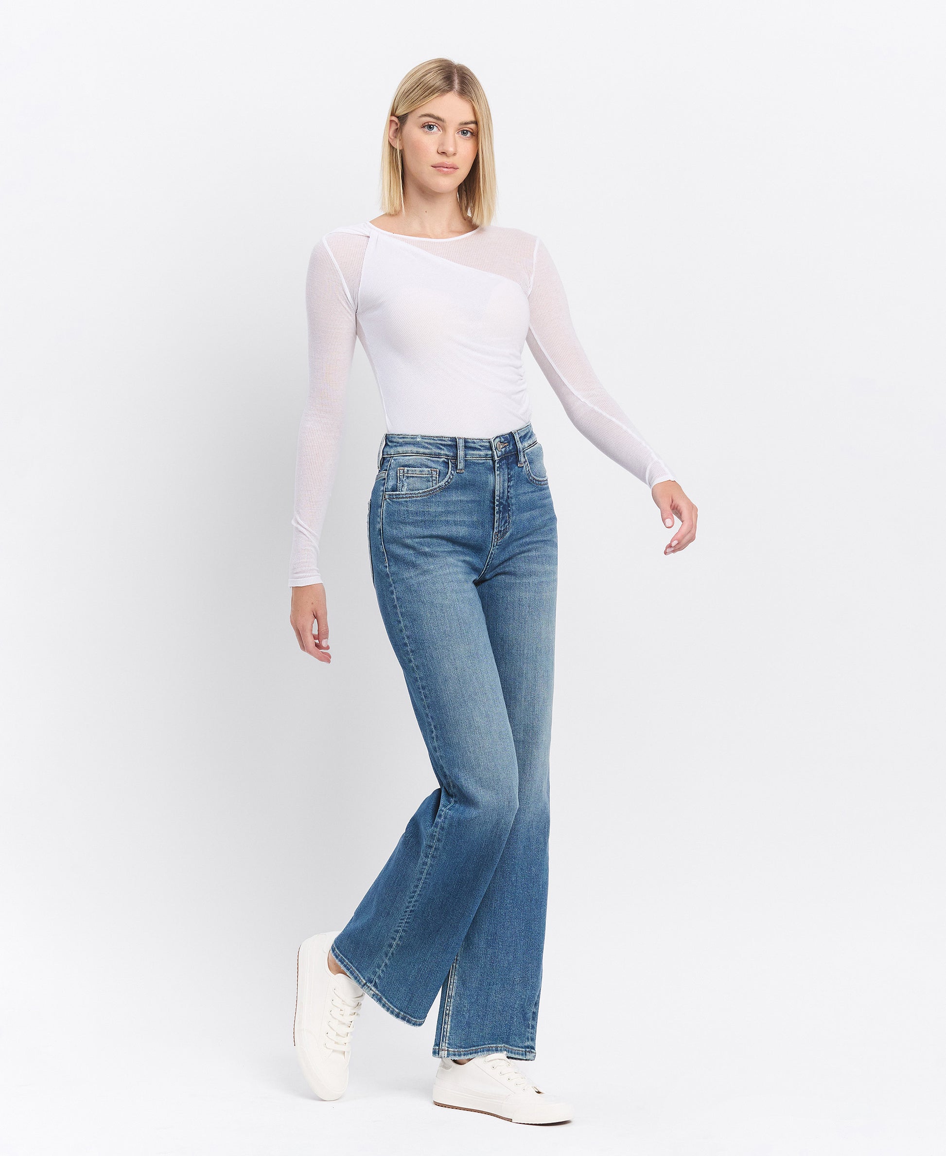 Right 45 degrees product image of On Target - Super High Rise Wide Leg Jeans