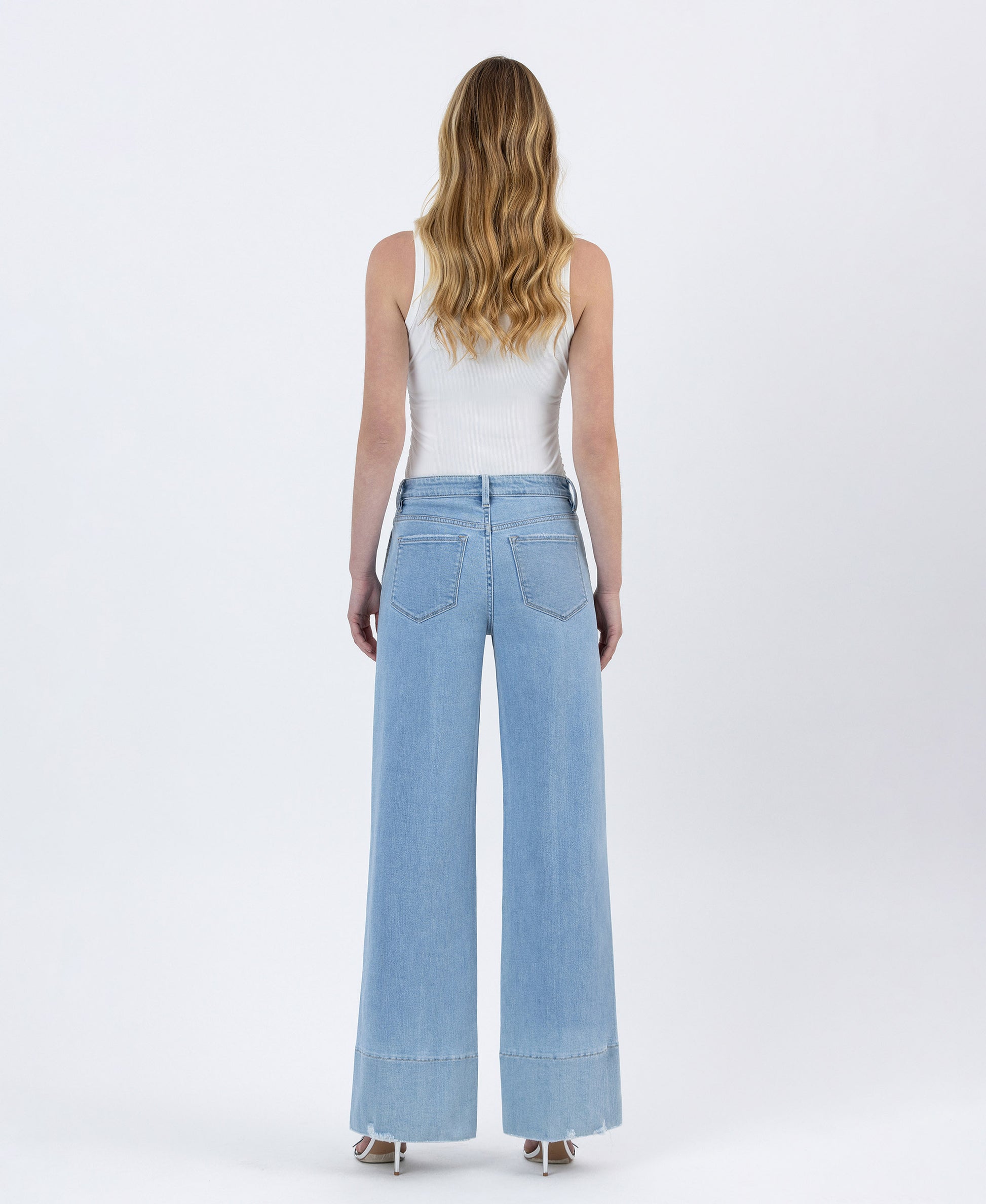 Back product images of Waterfall - High Rise Side Pocket Wide Leg Trouser Jeans