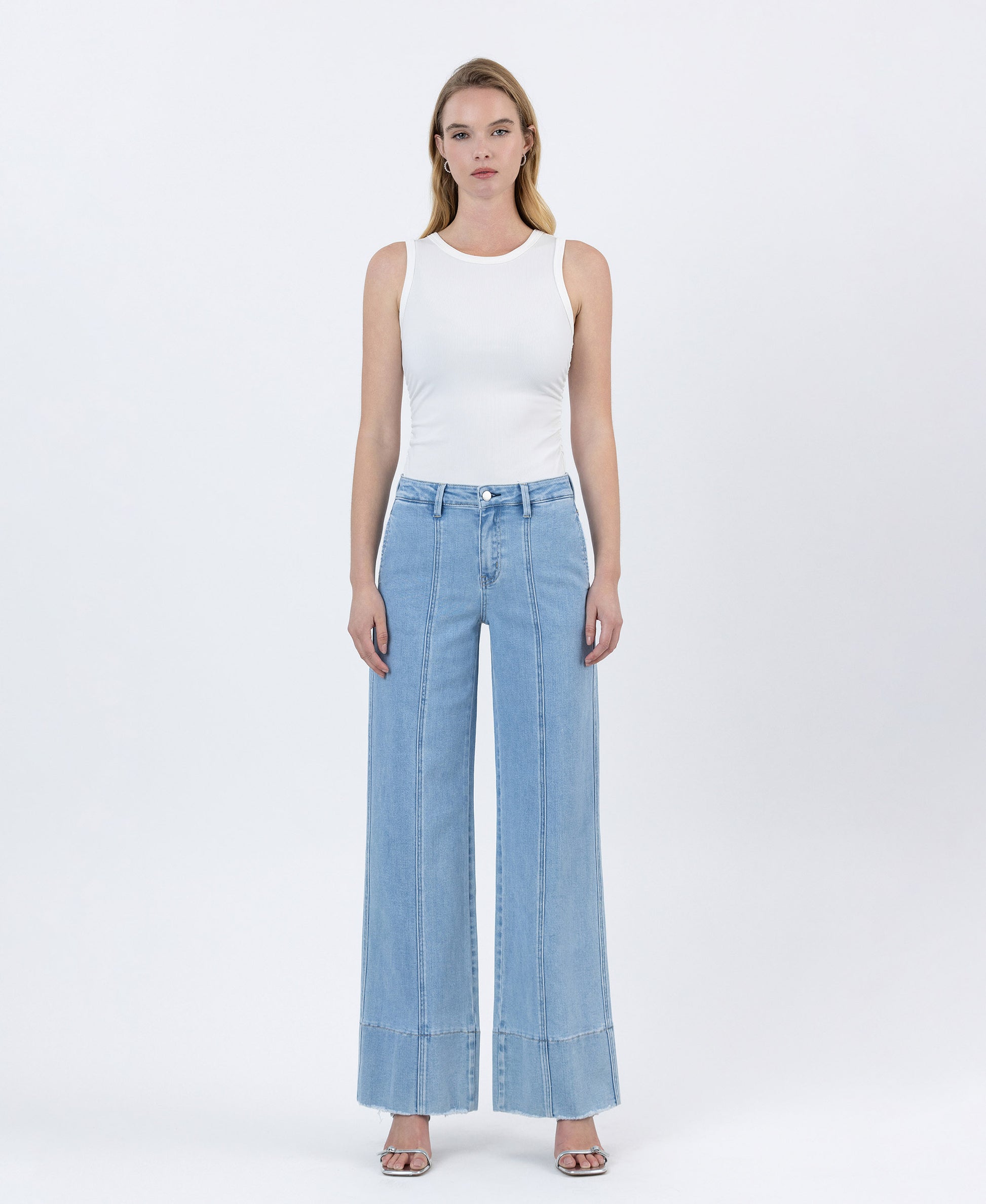 Front product images of Waterfall - High Rise Side Pocket Wide Leg Trouser Jeans