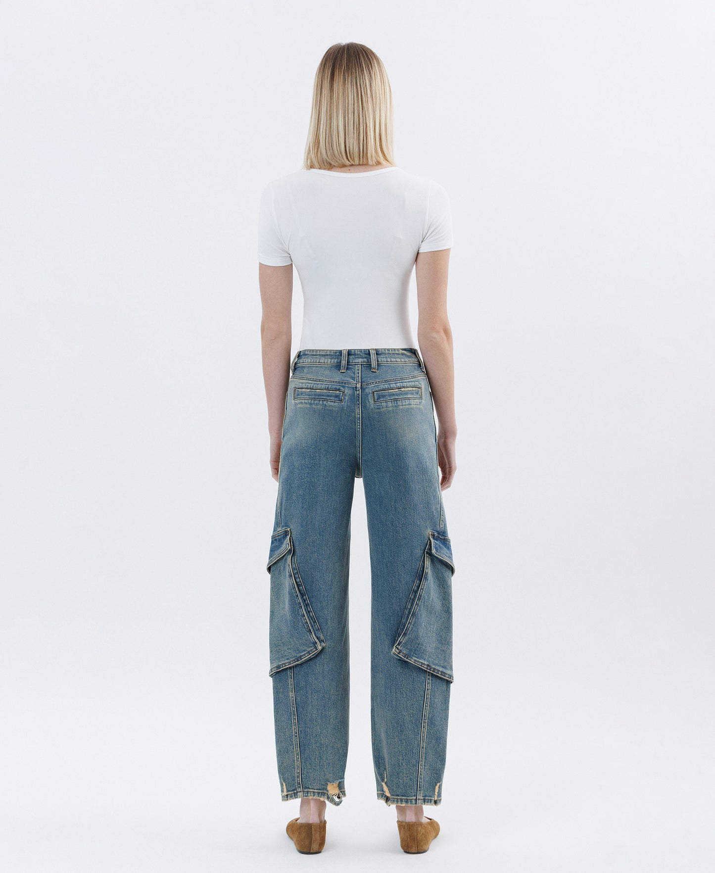 Back product images of Dreamland - Super High Rise Cargo Pocket Barrel Leg Jeans
