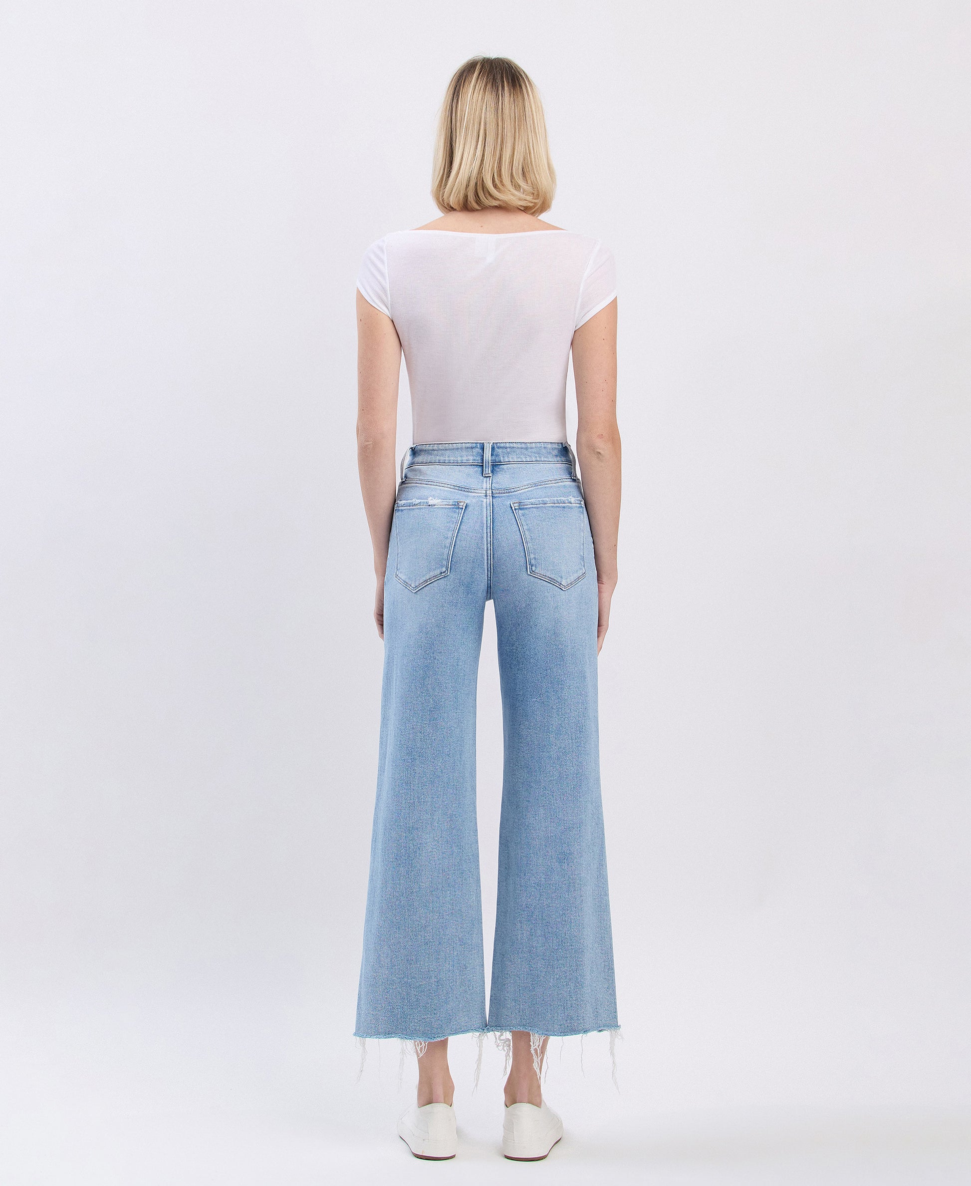 Back product images of Surf Rider - High Rise Distressed Crop Wide Leg Jeans