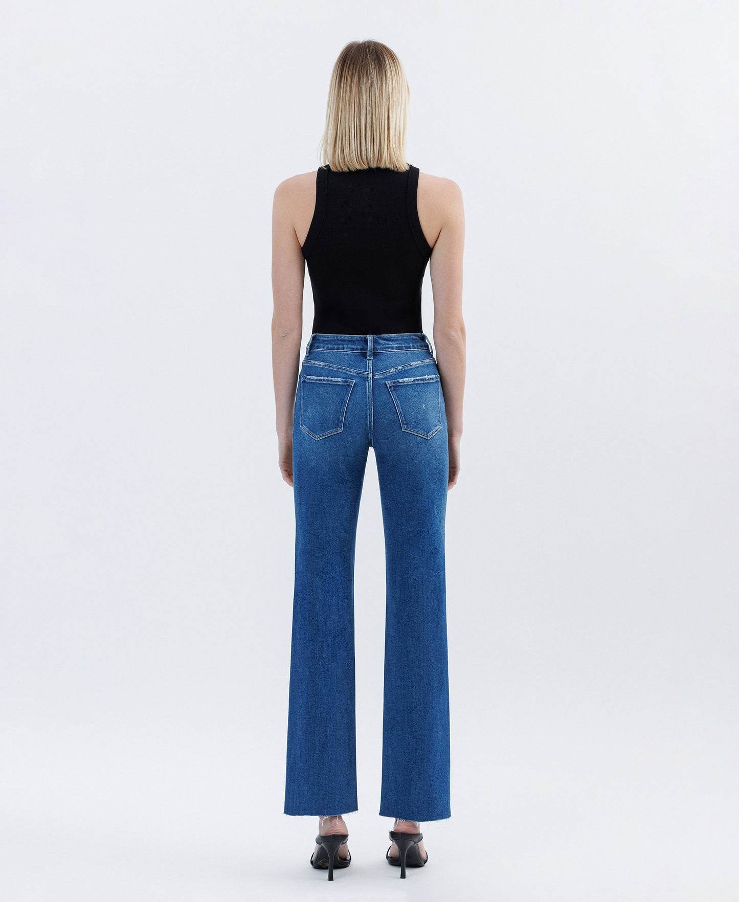 Back product images of Raptureously - High Rise Clean Cut Raw Hem Straight Jeans