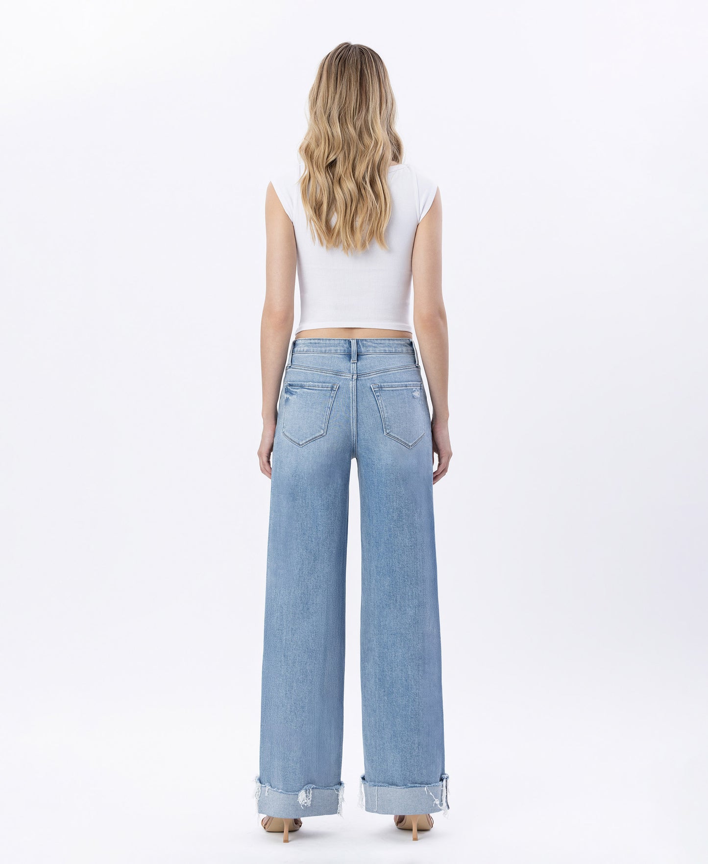 Back product images of Four Walls - Super High Rise Cuffed Wide Leg Jeans