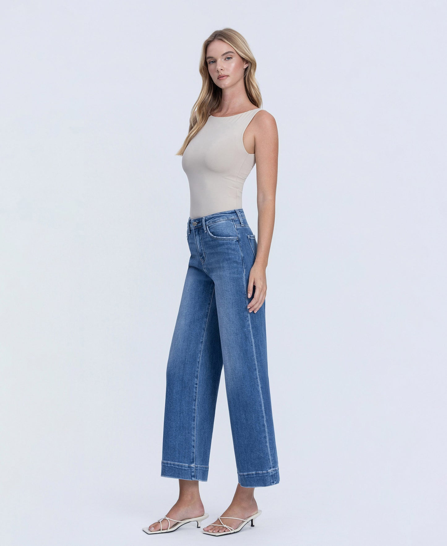 Let It Rain - High Rise Crop Wide Leg Trouser Jeans