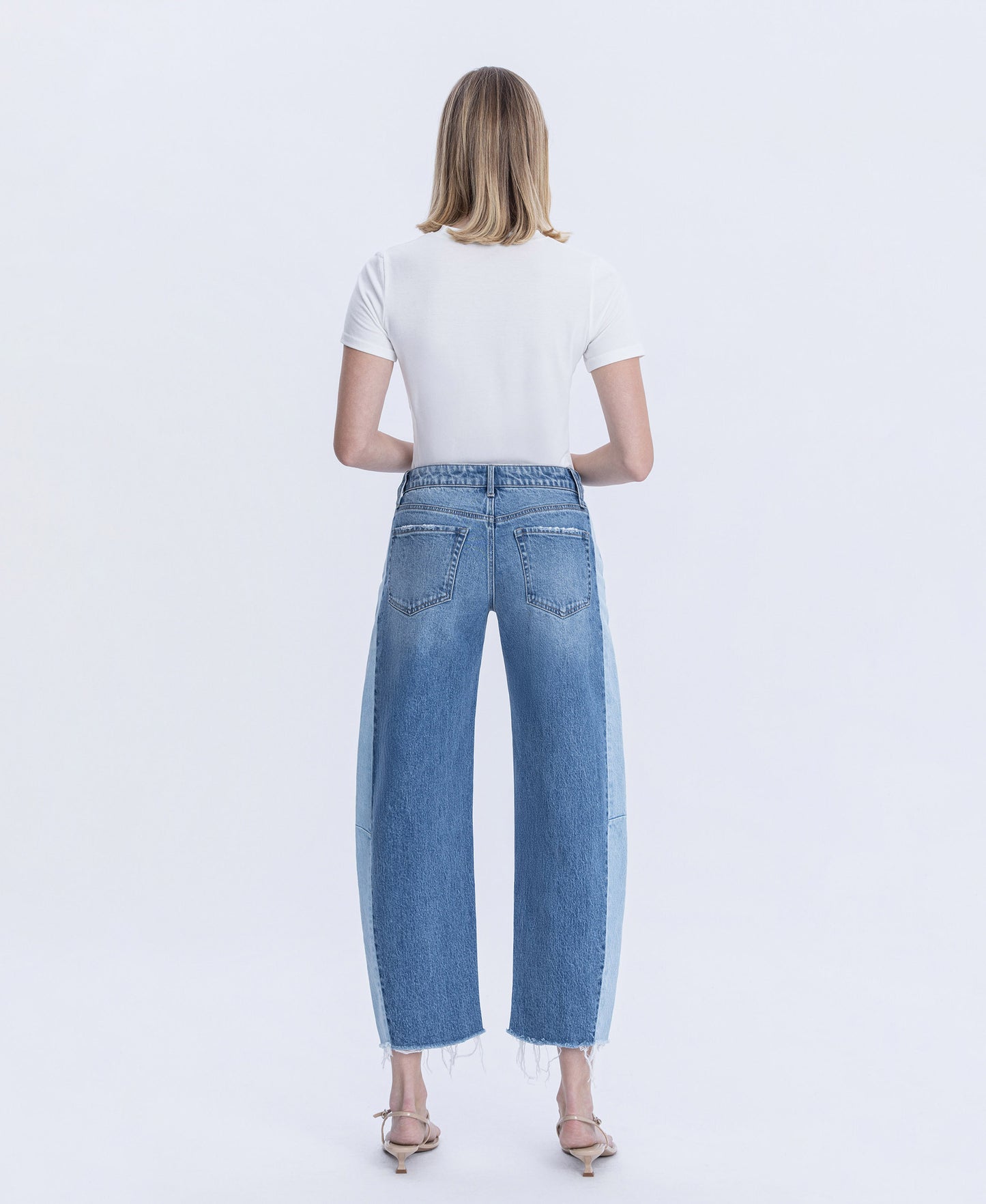 Back product images of Blue Memoir - High Rise Two Tone Barrel Jeans