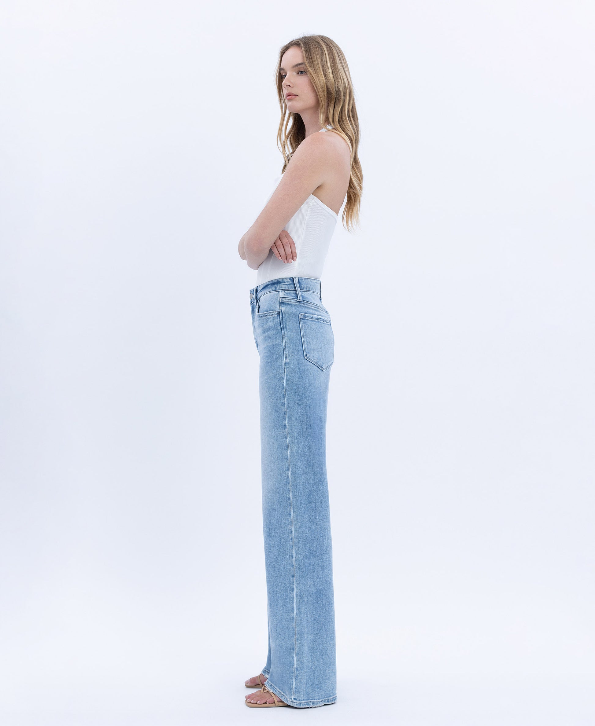 Left 45 degrees product image of Advantageous - High Rise Full Length Wide Leg Jeans