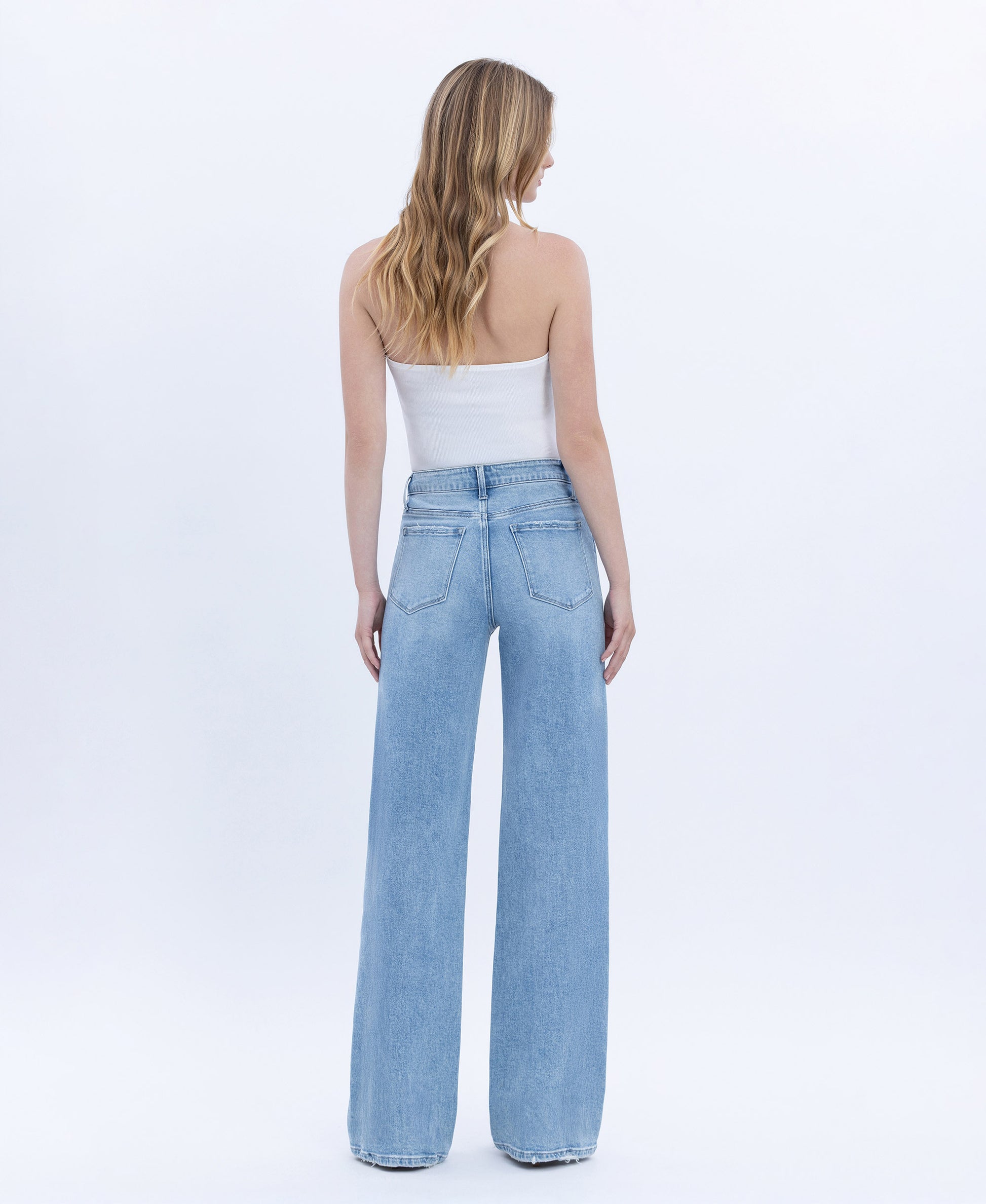 Back product images of Advantageous - High Rise Full Length Wide Leg Jeans