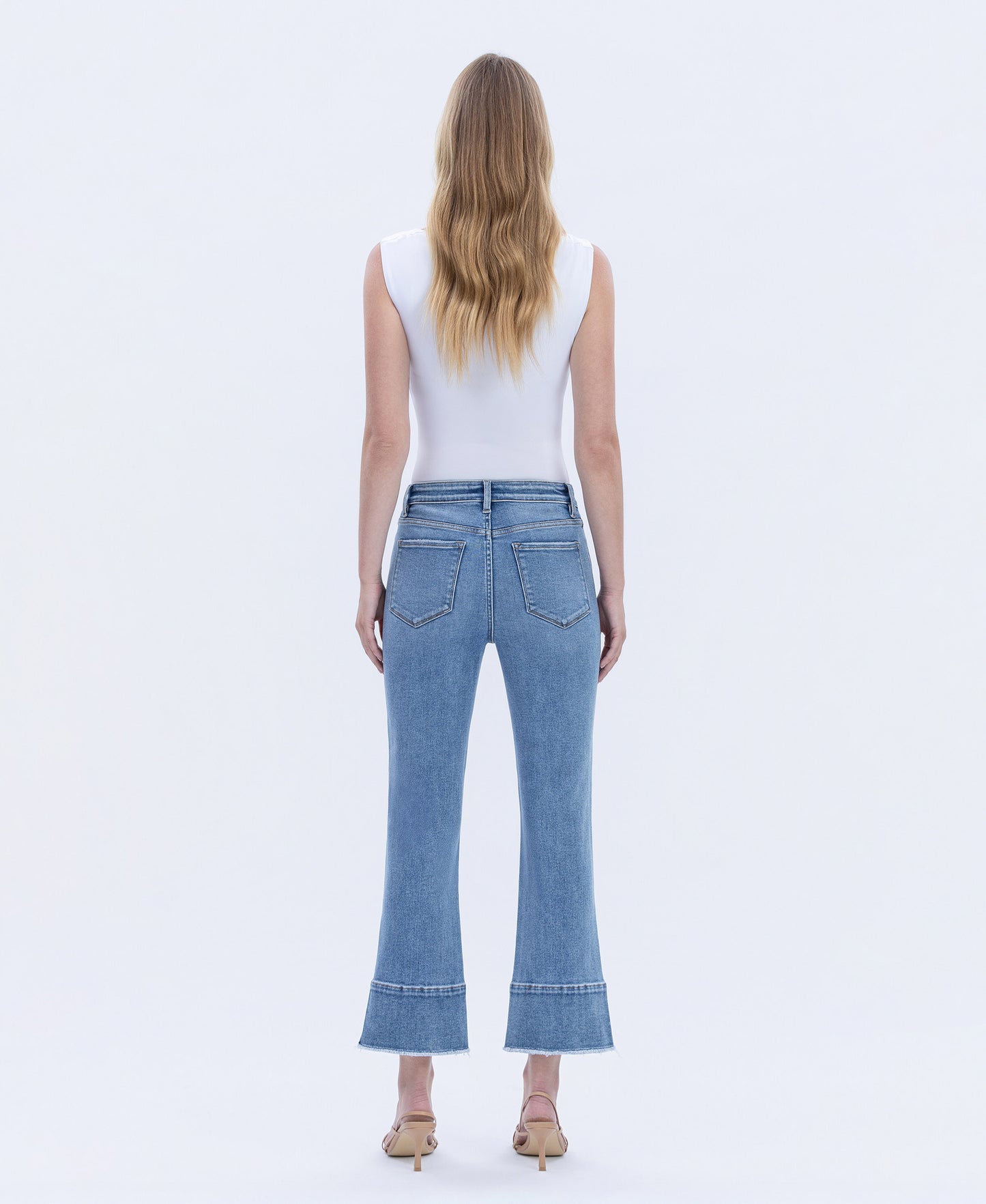 Back product images of Urbane - High Rise Trouser Slit Hem Kick Flare Jeans
