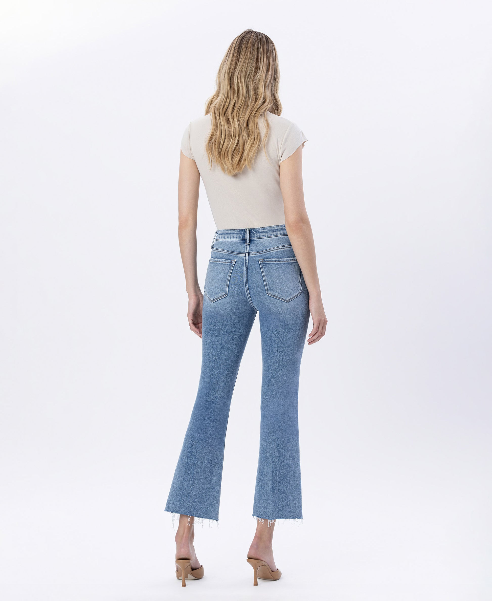 Back product images of Intuitive - High Rise Raw Hem Kick Flare Jeans