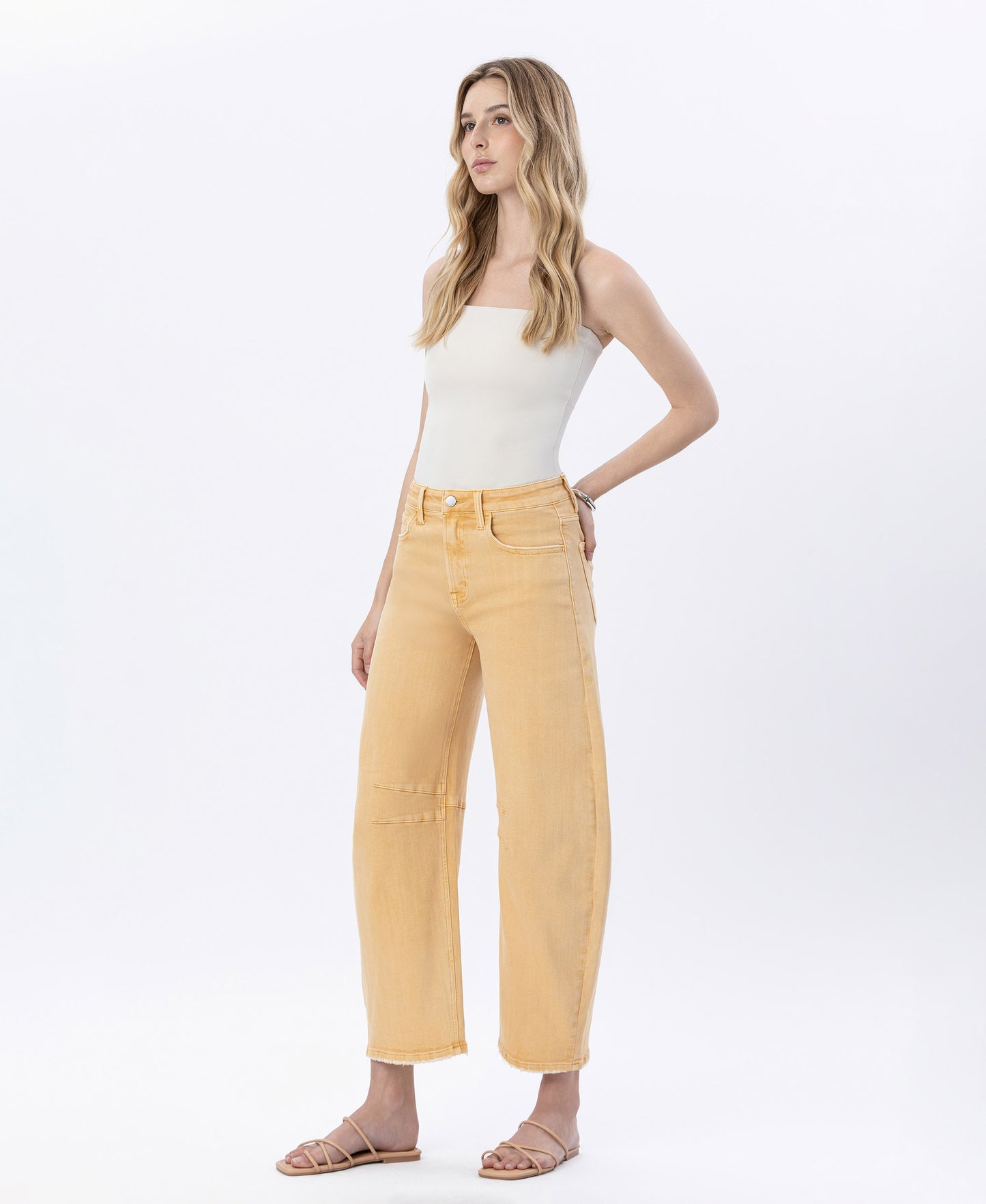 Left 45 degrees product image of Wheat - Super High Rise Horseshoe Jeans