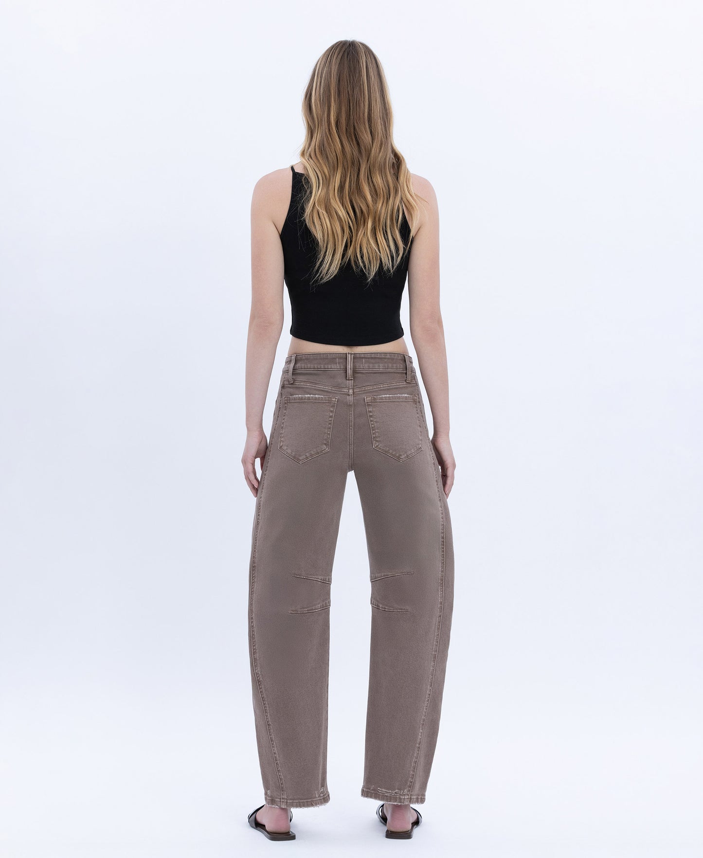 Back product images of Stone - High Rise Crop Barrel Jeans
