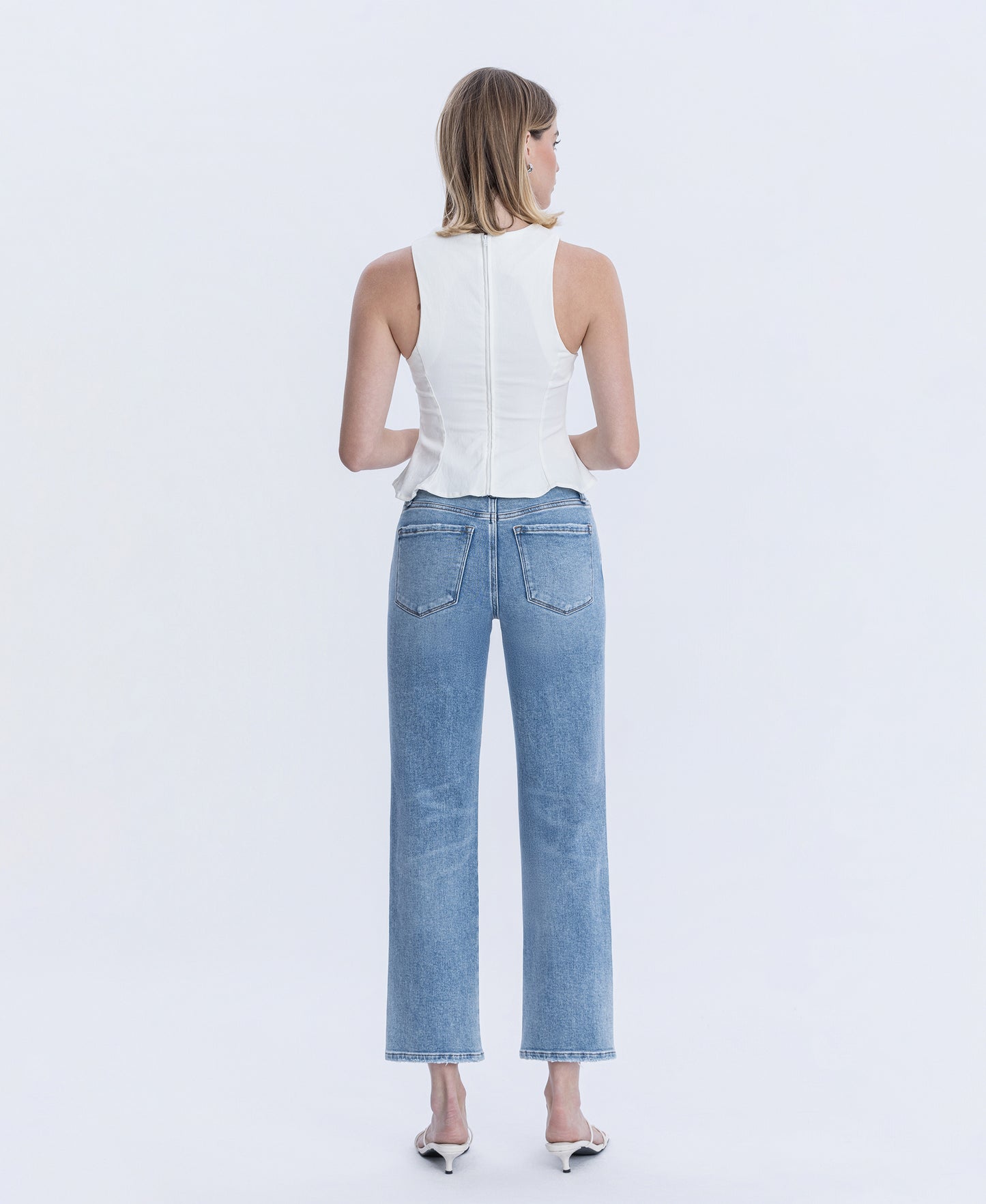 Back product images of Blissful Symphony - High Rise Ankle Straight Jeans